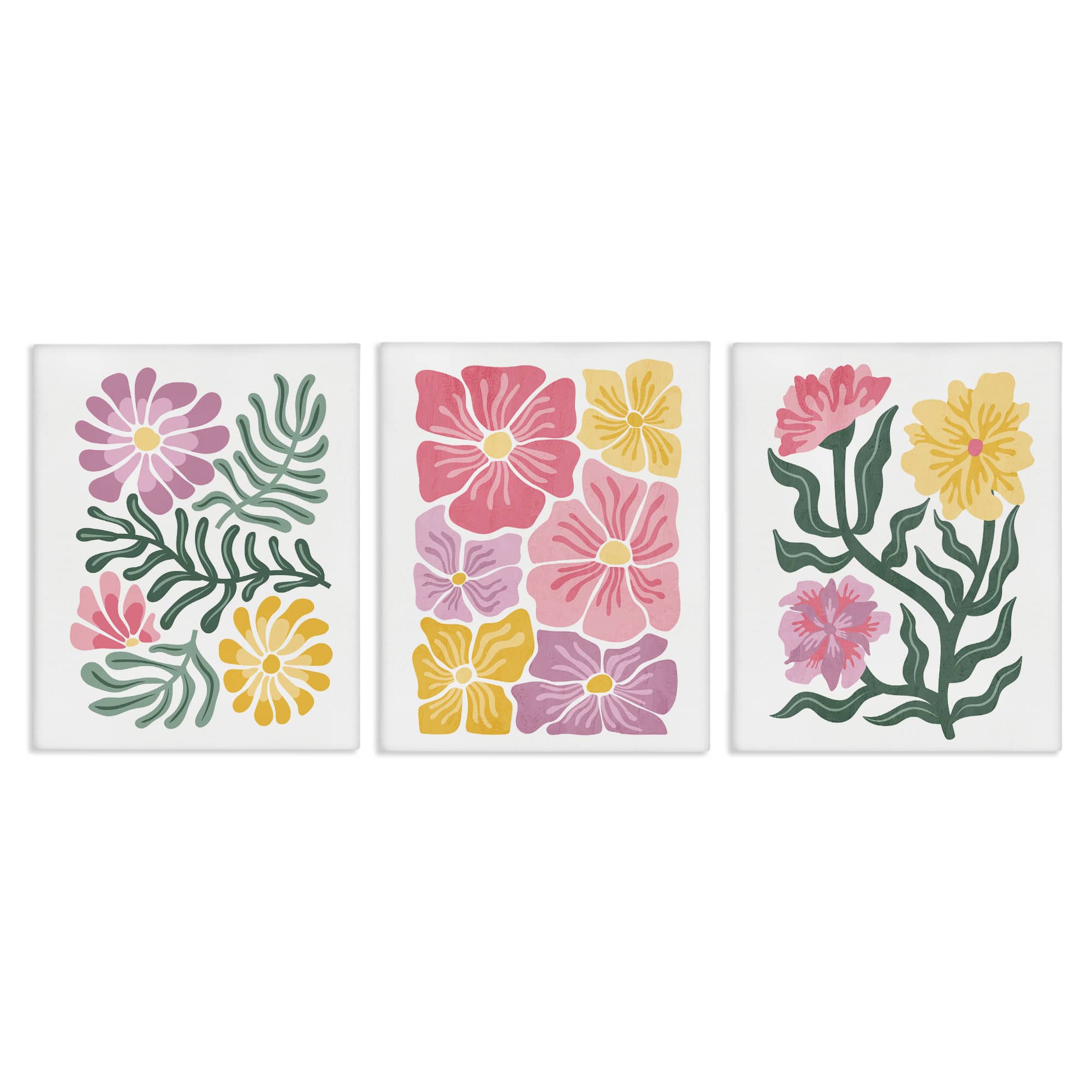 Stupell Industries A3-461-CN-3PC-16X20 Minimal Spring Hue Flowers 3pc Canvas Set design by Kim Allen