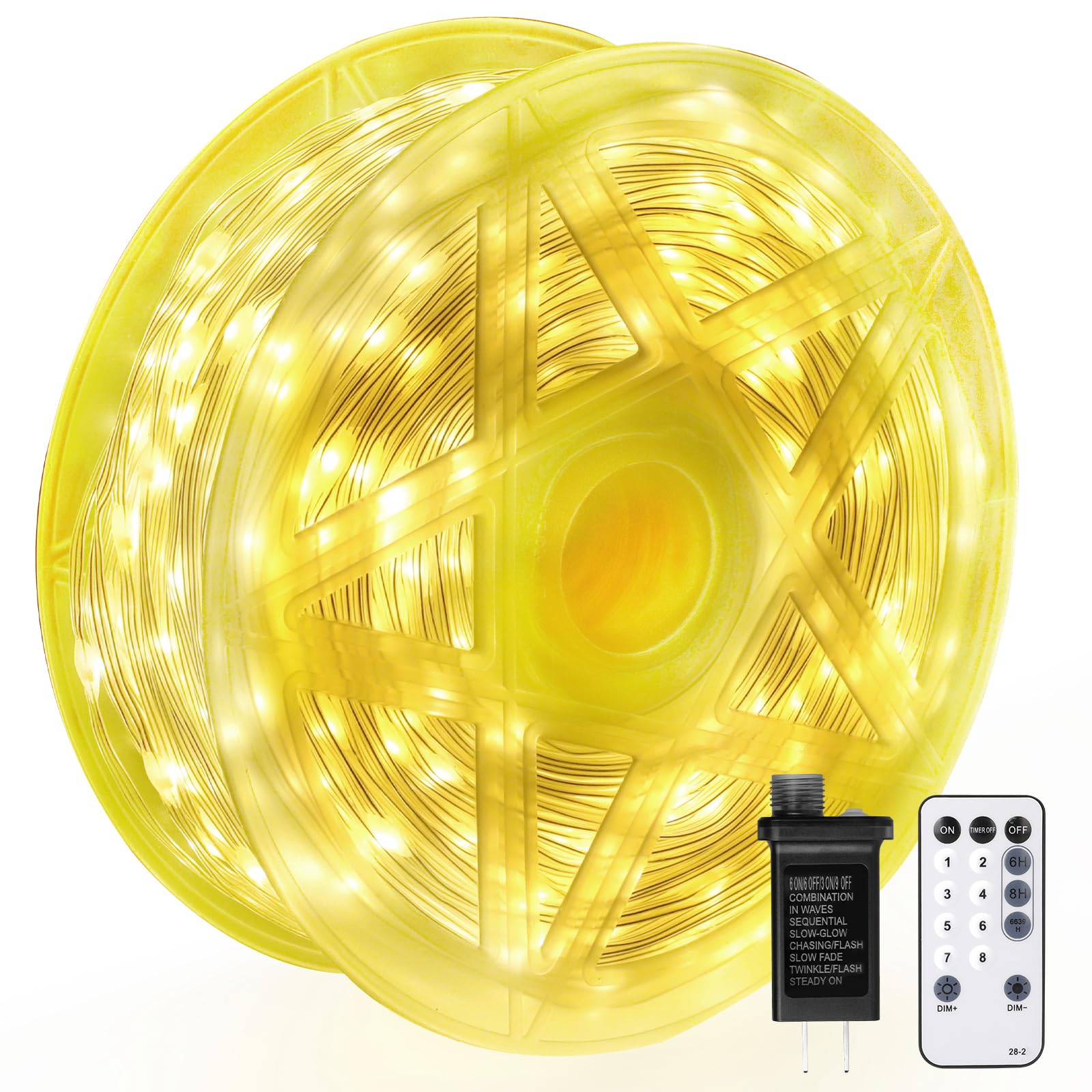 Voircoloria - 328FT 1200LED Warm White Christmas String Lights 8 Lighting Modes Remote Timer IP67...
