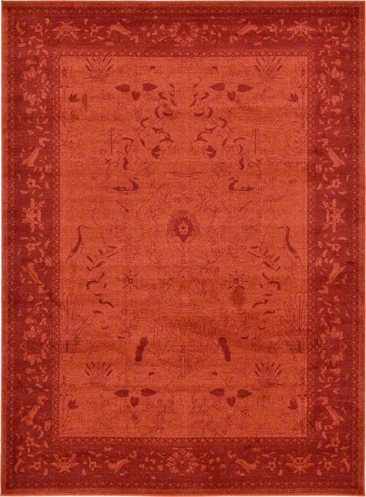 Unique Loom 3121523 Floral La Jolla 8 x 11 (ft) Loomed Polypropylene Orange/Burgundy Rectangular Indoor Floral/Botanical Area rug