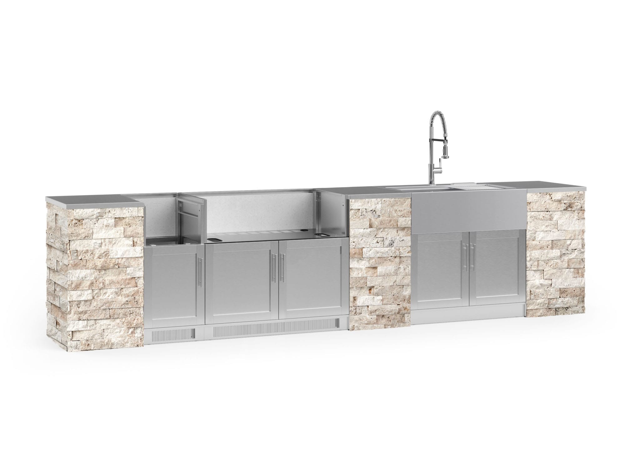 NewAge Products 69330 Signature Series Stainless Steel 11 -Piece 149.16-in W x 25.5-in D x 58.64-in H Modular Outdoor Kitchen Set