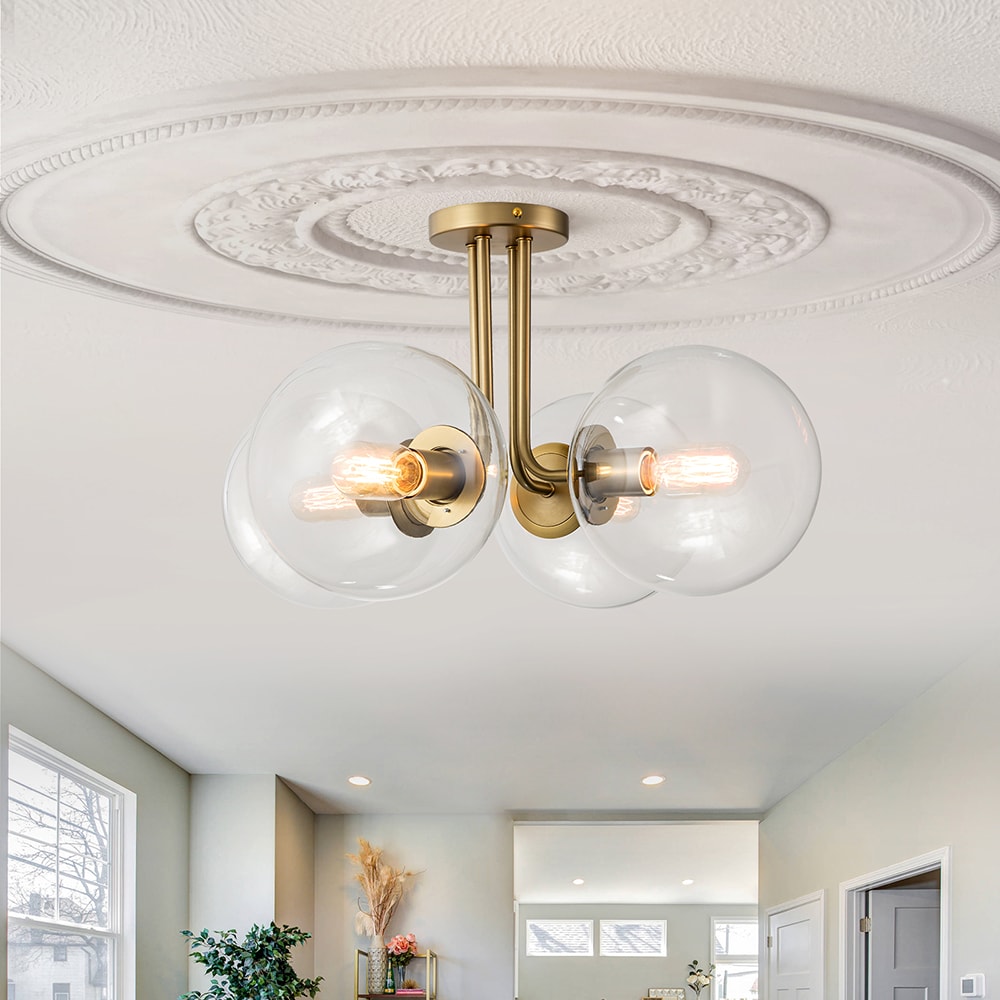 EDISLIVE Y81010000044608 Lueck 4 -Light 24-in Gold Semi Flush Mount Light