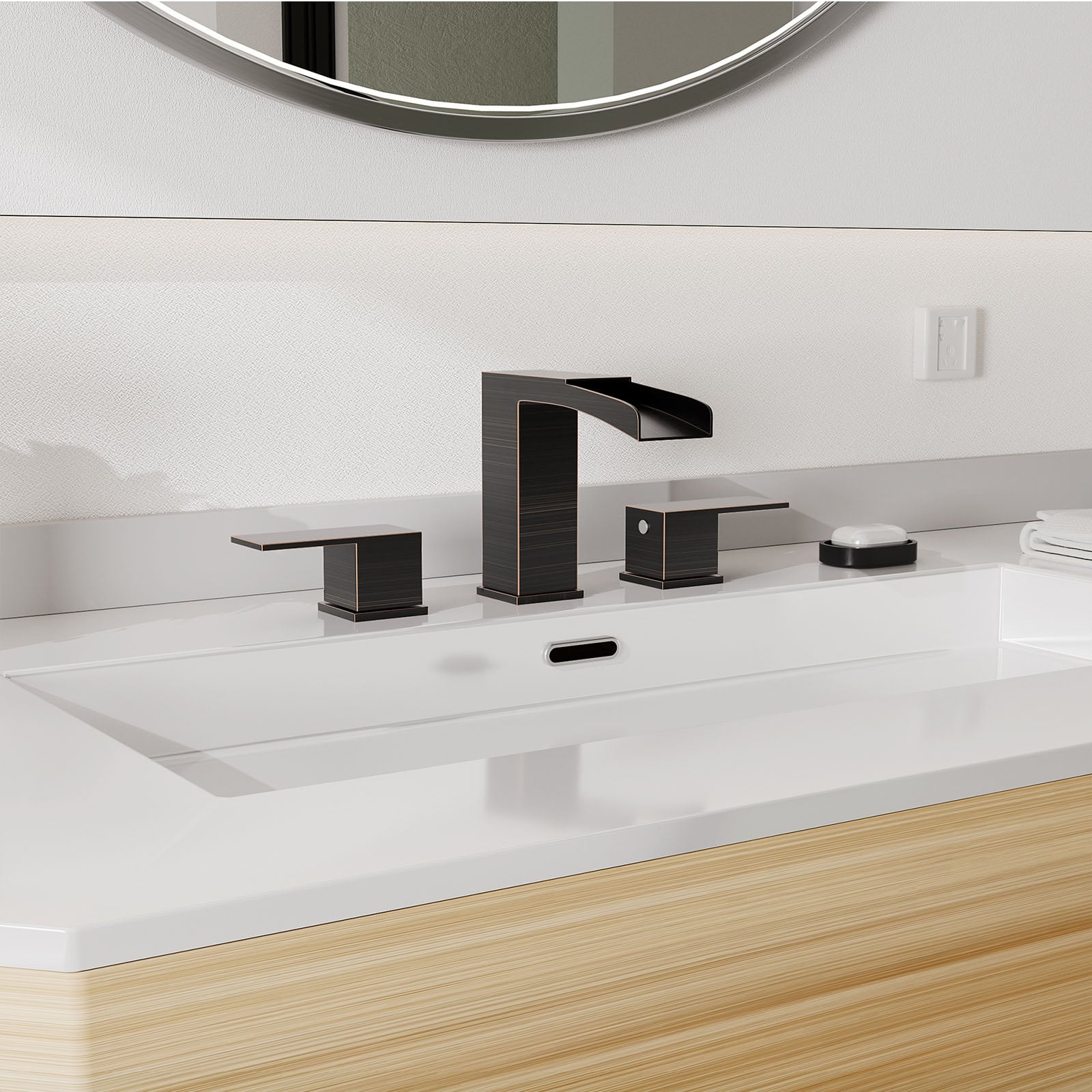Matte Black Modern Widespread 2-Handle Bathroom Faucet