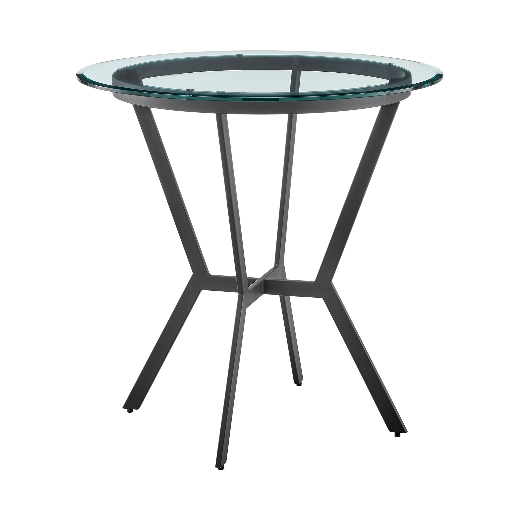 Armen Living LCNMDIGLMB Clear Round Contemporary/Modern Bar Table, Glass top with Black Metal 36-Inches L x 41-Inches H
