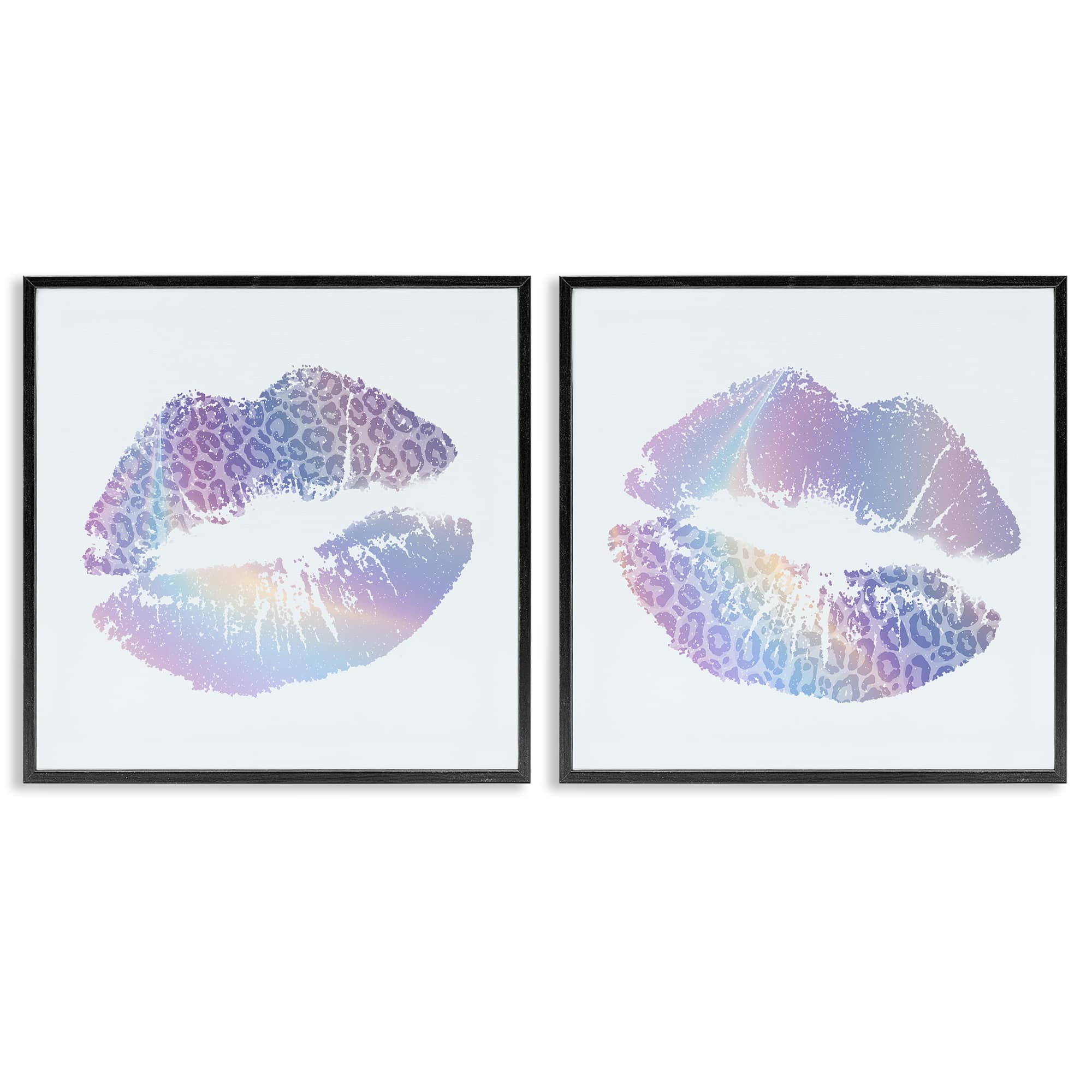 Stupell Industries B2-785-FR-2PC-24X24 Glam Leopard Pattern Lipstick 2 Piece Black Framed Giclee Art Set By Kim Allen 24 x 24