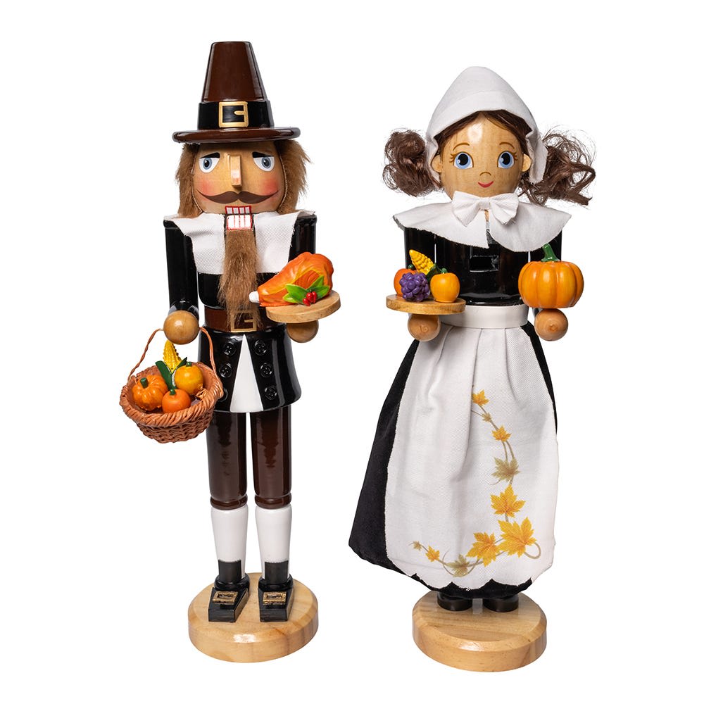 15-Inch Pilgrim Nutcrackers 2-Piece Set