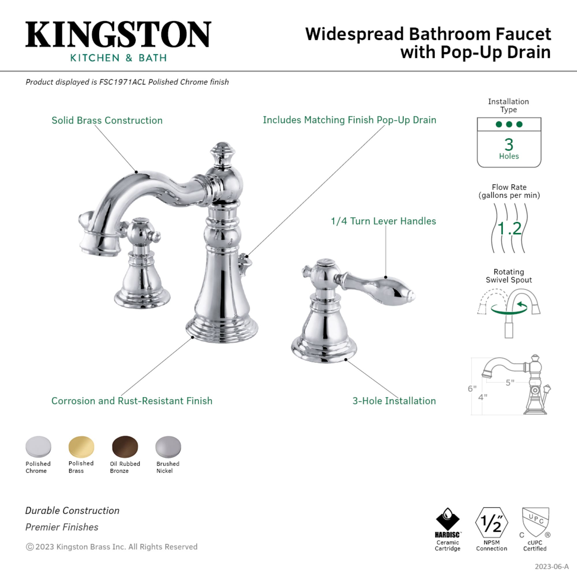 Kingston Brass WLFSC1975ACL Lavatory-Faucets - View #3