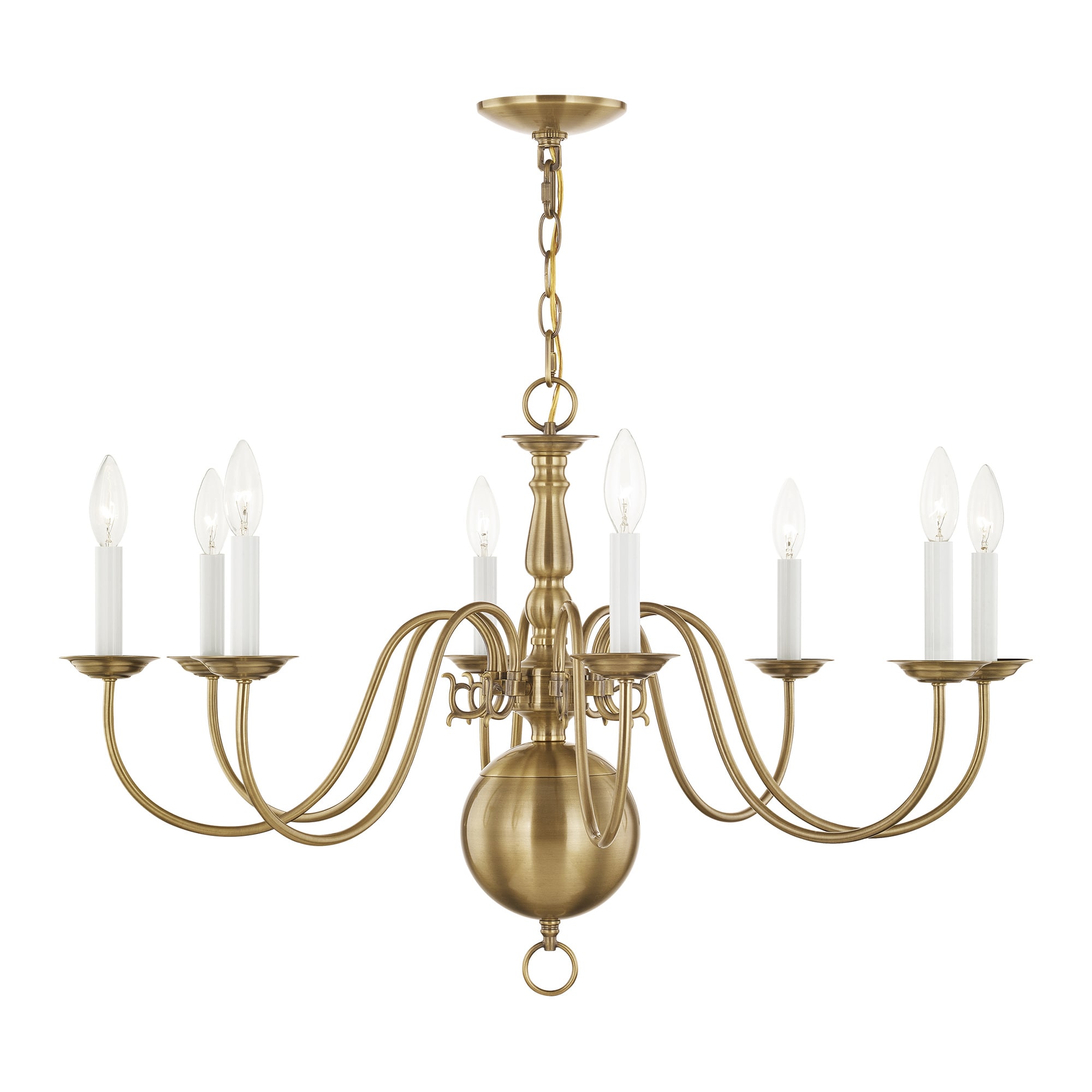 Livex Lighting 5007-01 Williamsburgh 8 -Light Antique Brass Traditional For Use in Bathrooms, Bedrooms, Dining Rooms, Foyers, Kitchens, Living Rooms Chandelier