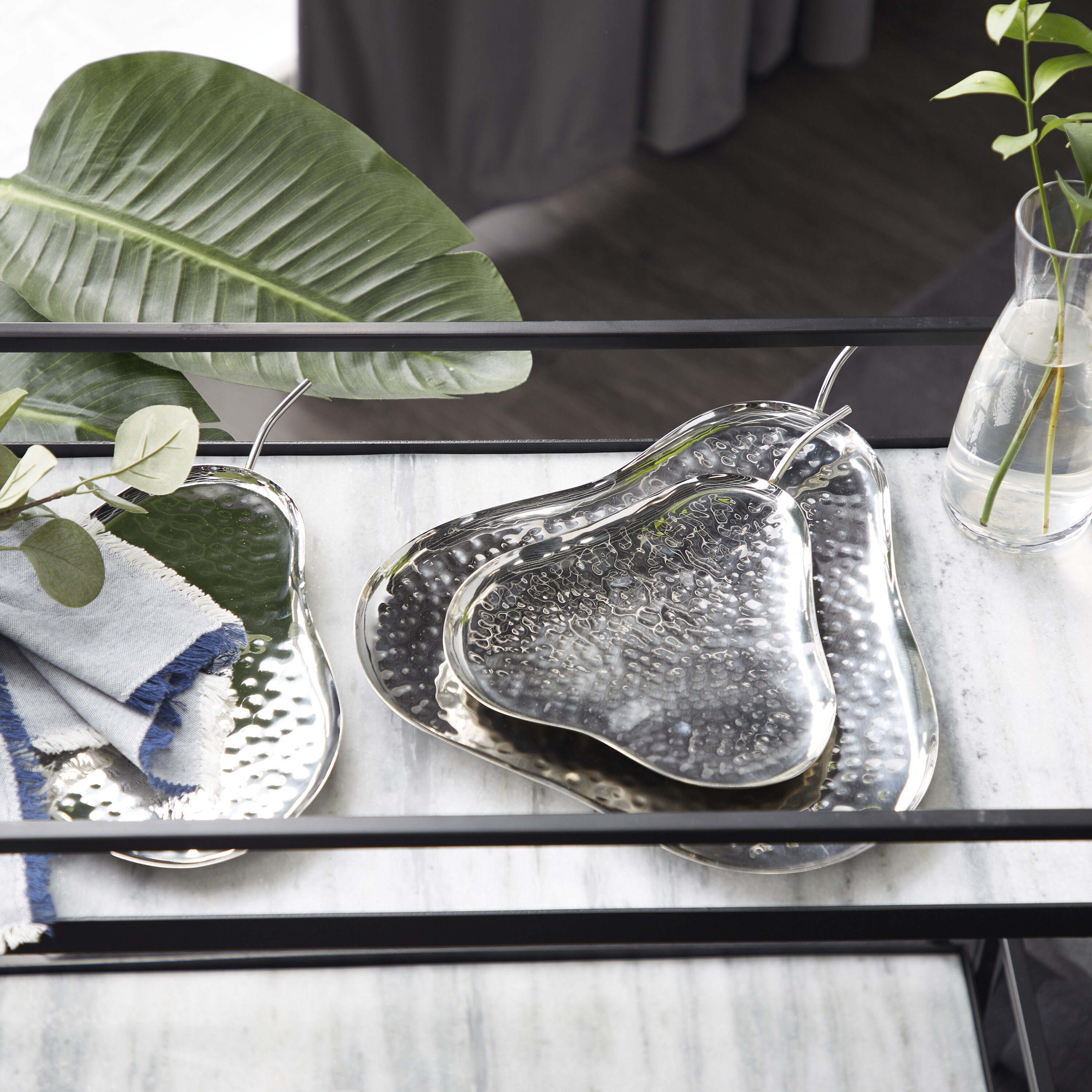 Grayson Lane 90986 3 -Pack Silver Metal Modern Decorative tray