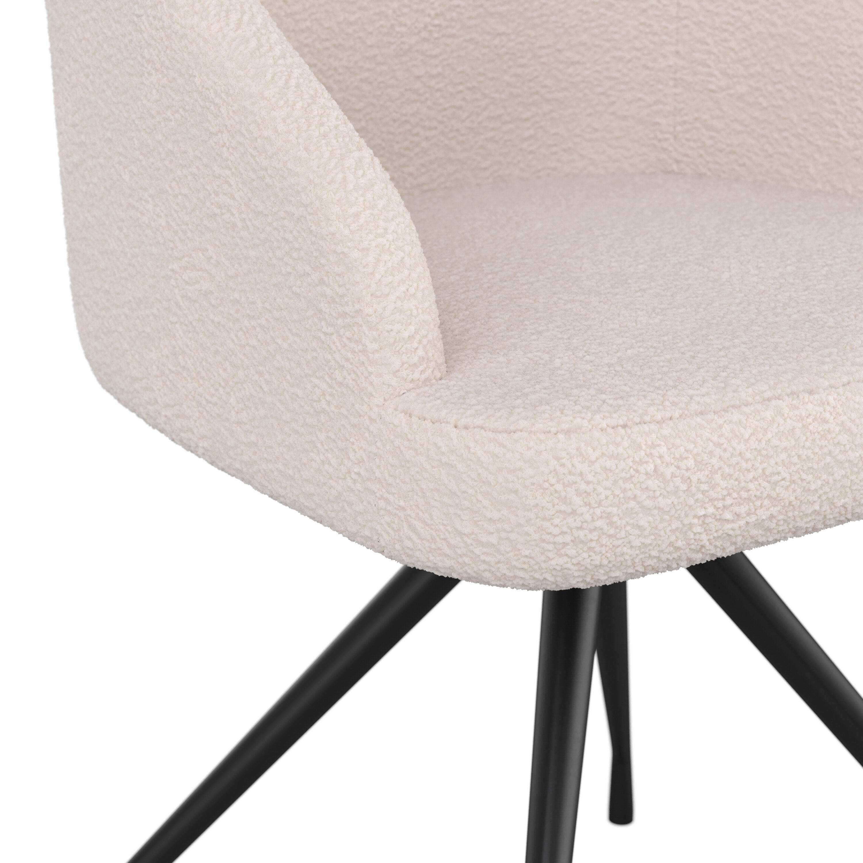 White Boucle Upholstered Office Chair with Oil Rubbed Bronze Frame