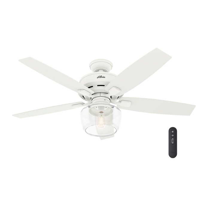 Hunter Bennett 52 In Matte White Led Indoor Downrod Or Flush Mount Ceiling Fan With Light Remote 5 Blade The Fans Department At Com - Can You Add A Remote To Hunter Ceiling Fan