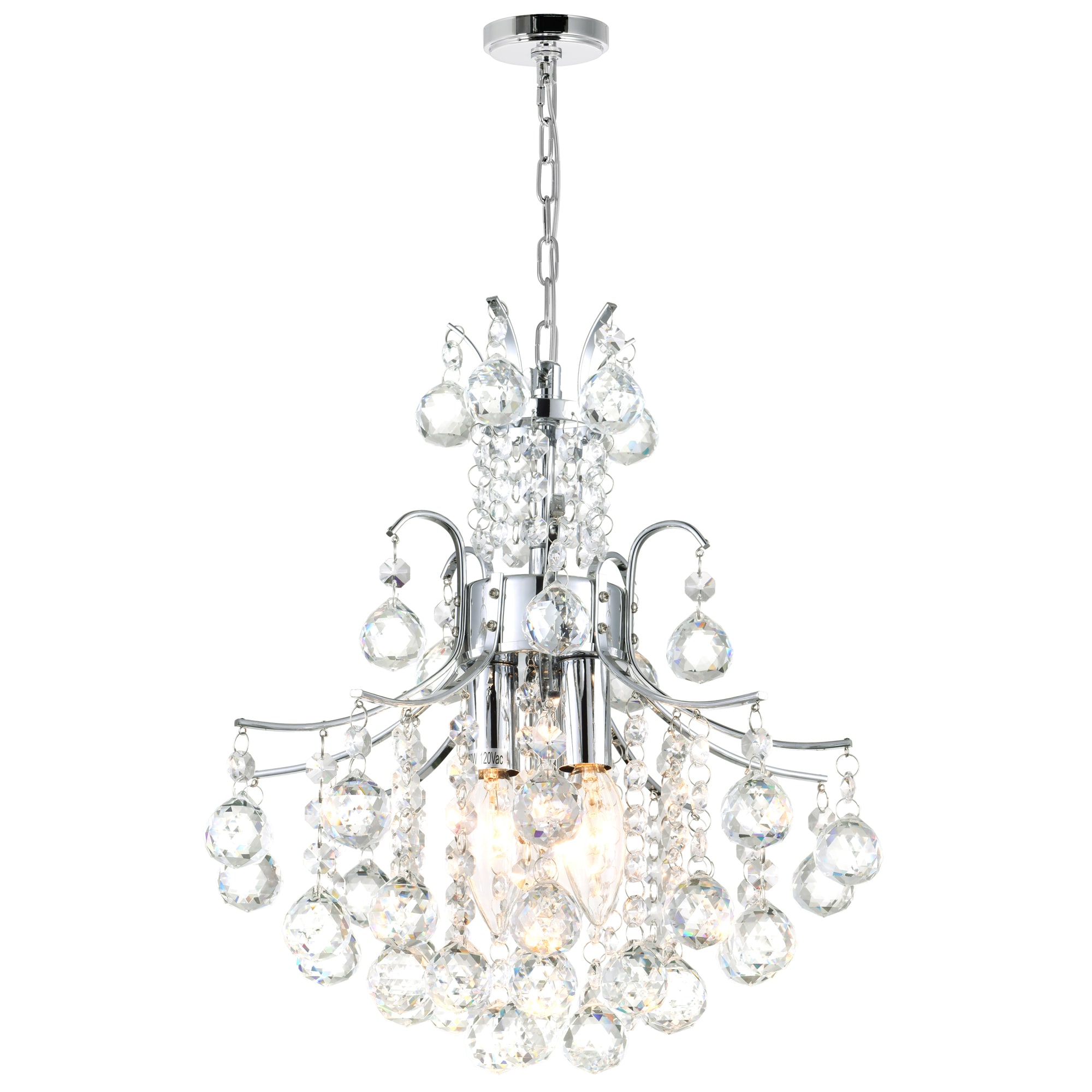 CWI Lighting Princess 3-Light Chrome Traditional Crystal Chandelier ...