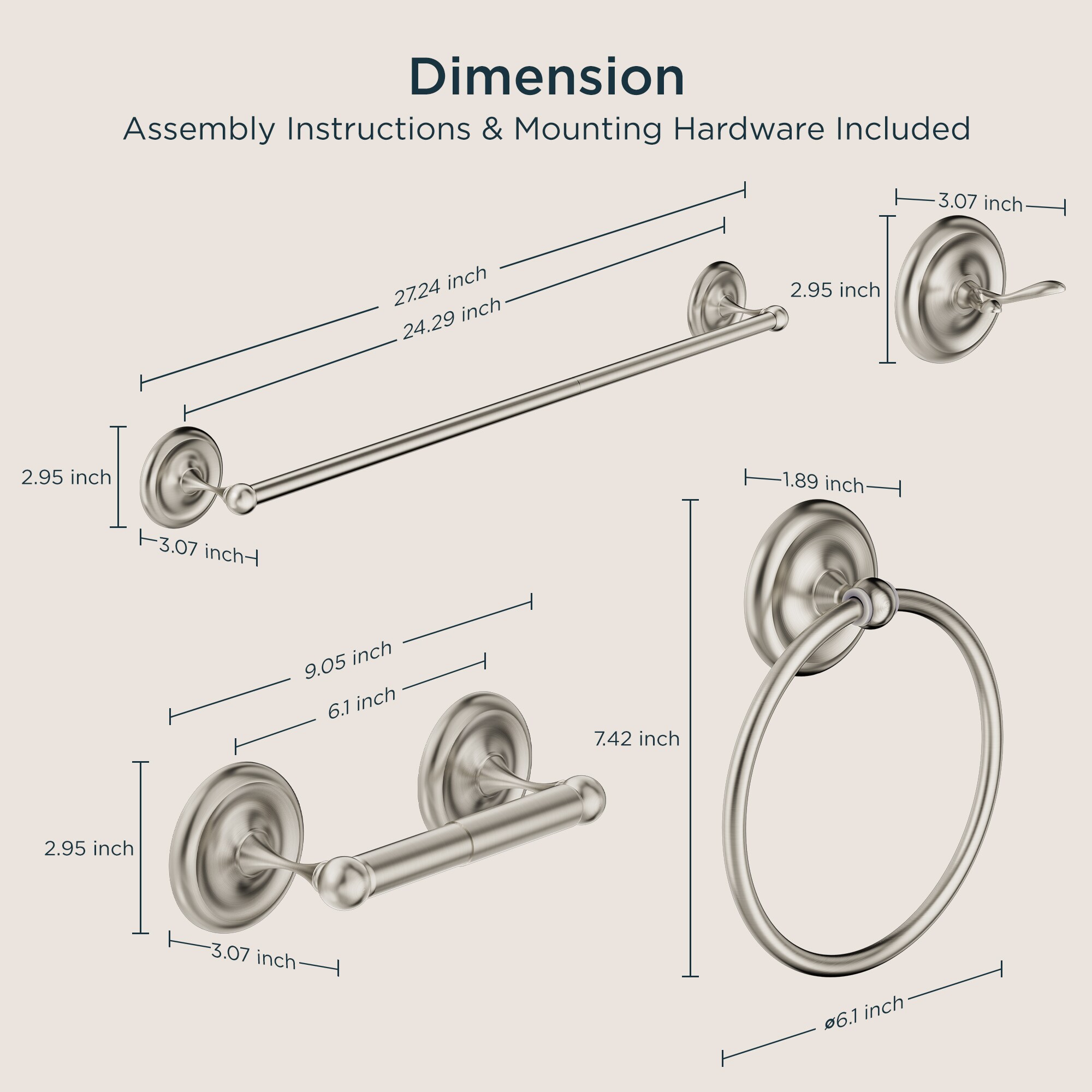FORIOUS LL19101BN4A Decorative-Bath-Hardware-Kits - View #6