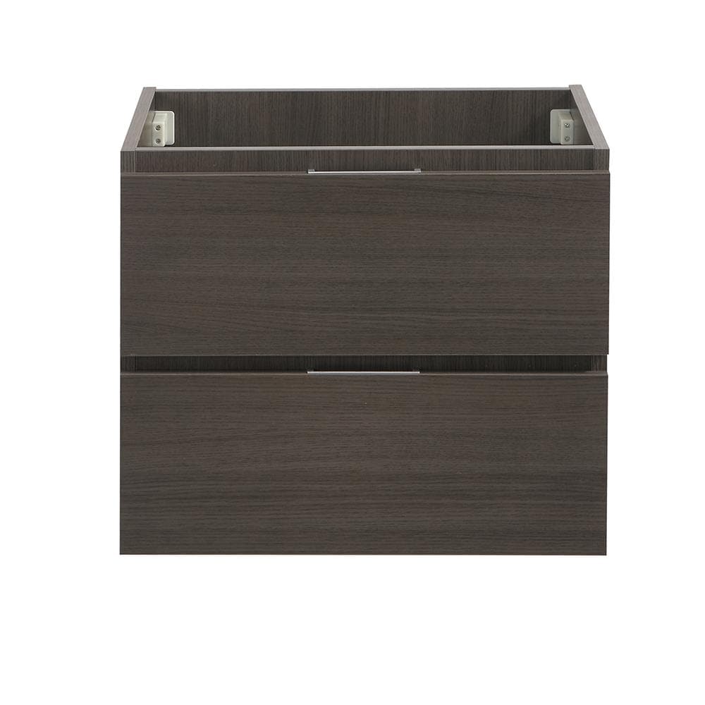 Gray Oak 24" Wall Mount Single Sink Vanity Base with Soft-Closing Drawers