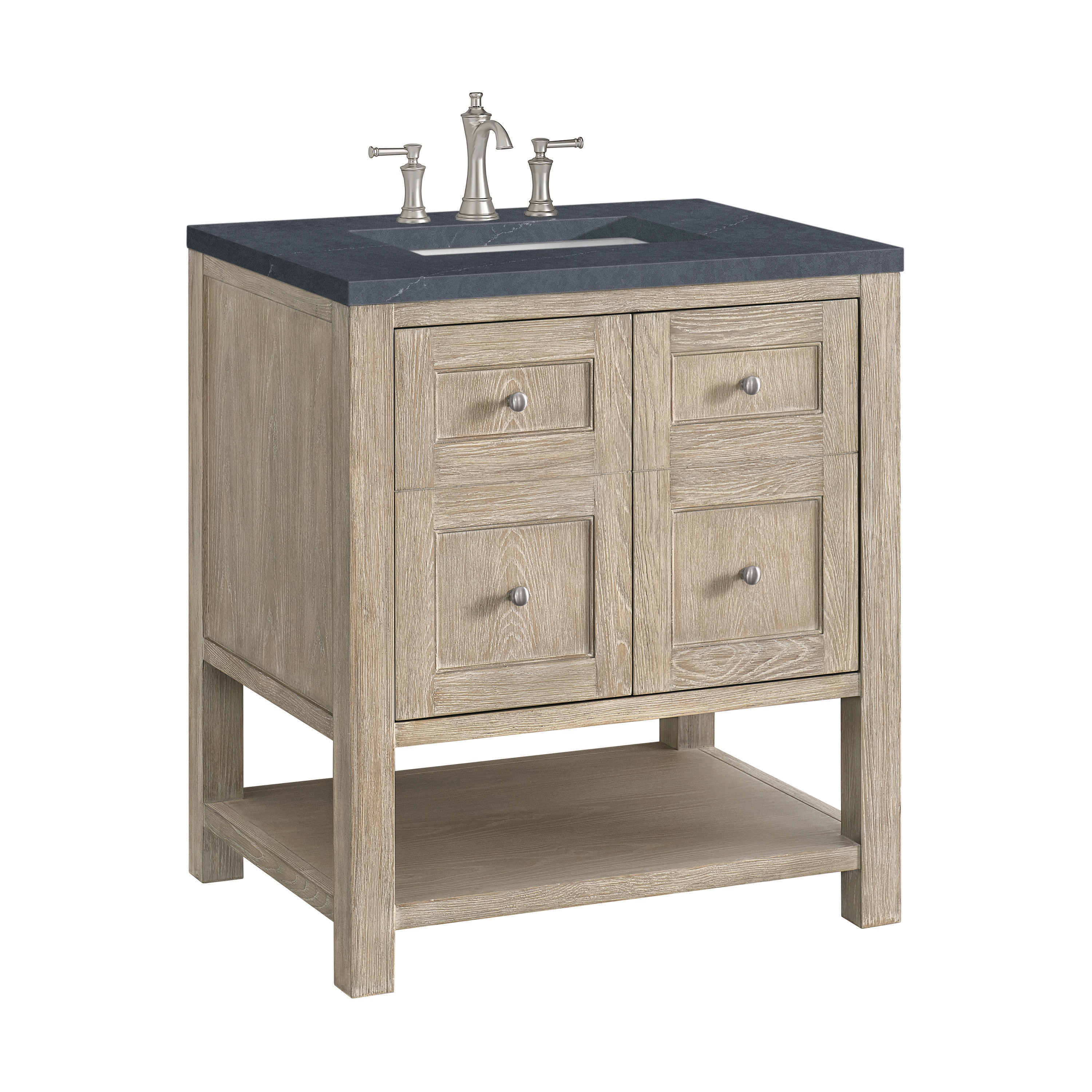 Breckenridge 30" Whitewashed Oak Single Vanity with Charcoal Soapstone Top