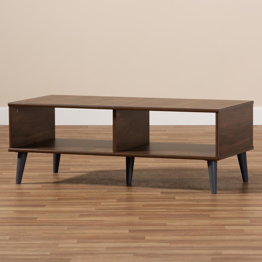 Baxton Studio Pierre Walnut Midcentury Coffee Table with Storage