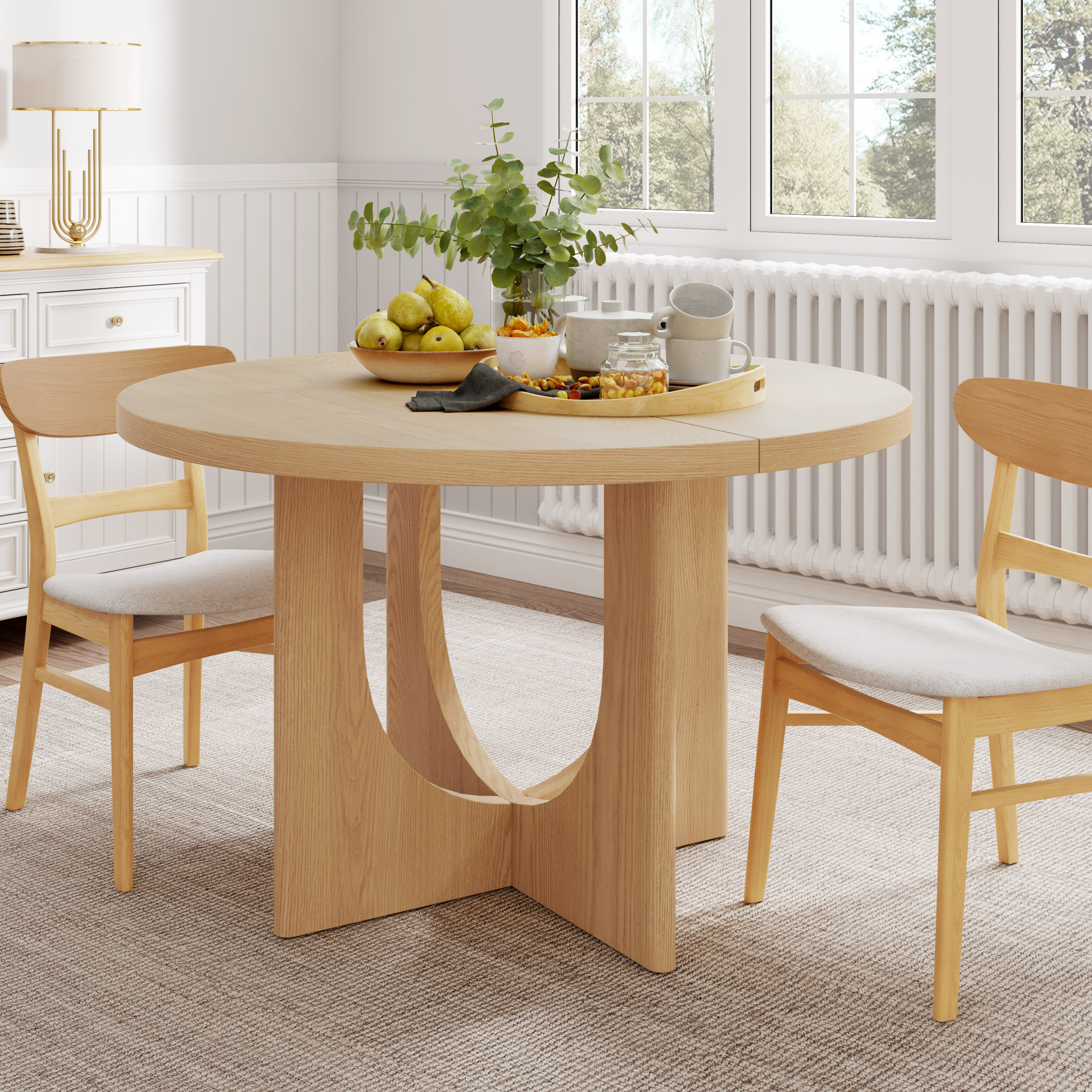 Christopher Knight Home 325317 Idalia Modern 5-Piece Round Wood Top Dining Table Set with 4 Chairs Dark Grey and Light Ash