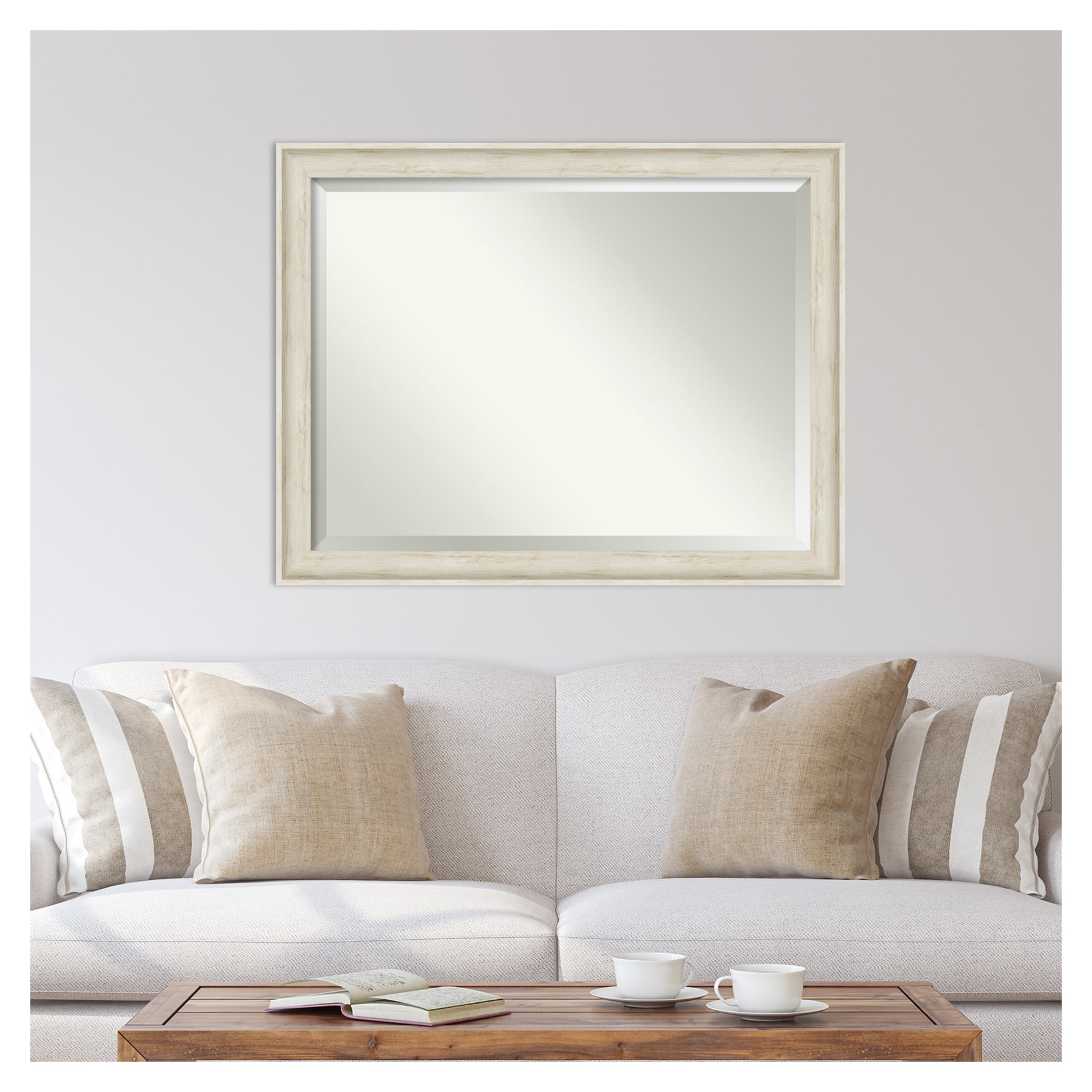 Regal Birch Cream Rustic Rectangular Wall Mirror 41.82" x 52.2"