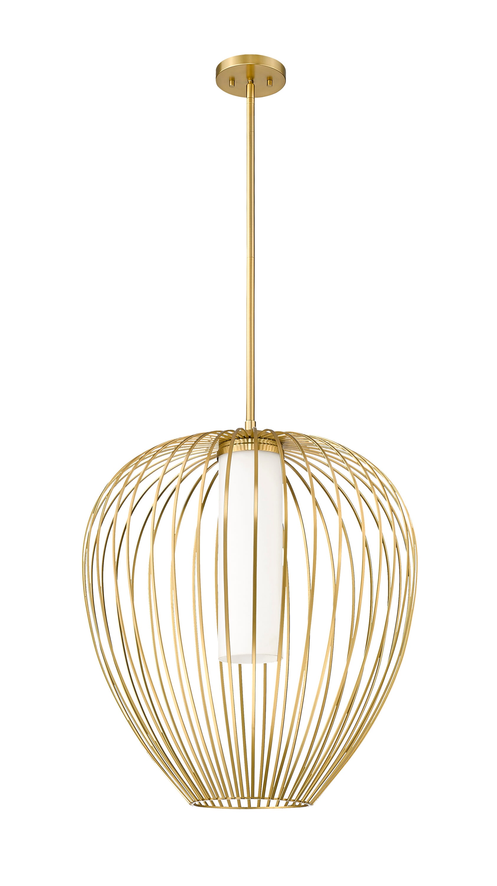 Modern Gold 22" Glass Pendant Light with Opal Shade