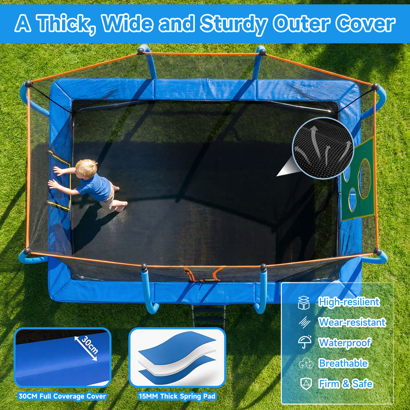 MooxvMoo 8x14 FT Outdoor Rectangular Trampoline with Safety Enclosure ...