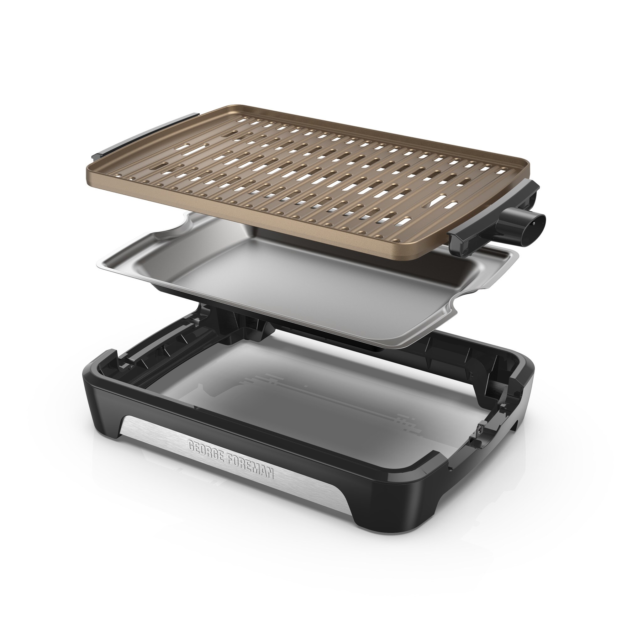 George Foreman Open Grate Smokeless 16.34-in L x 11.22-in W Non-Stick  Residential in the Indoor Grills department at