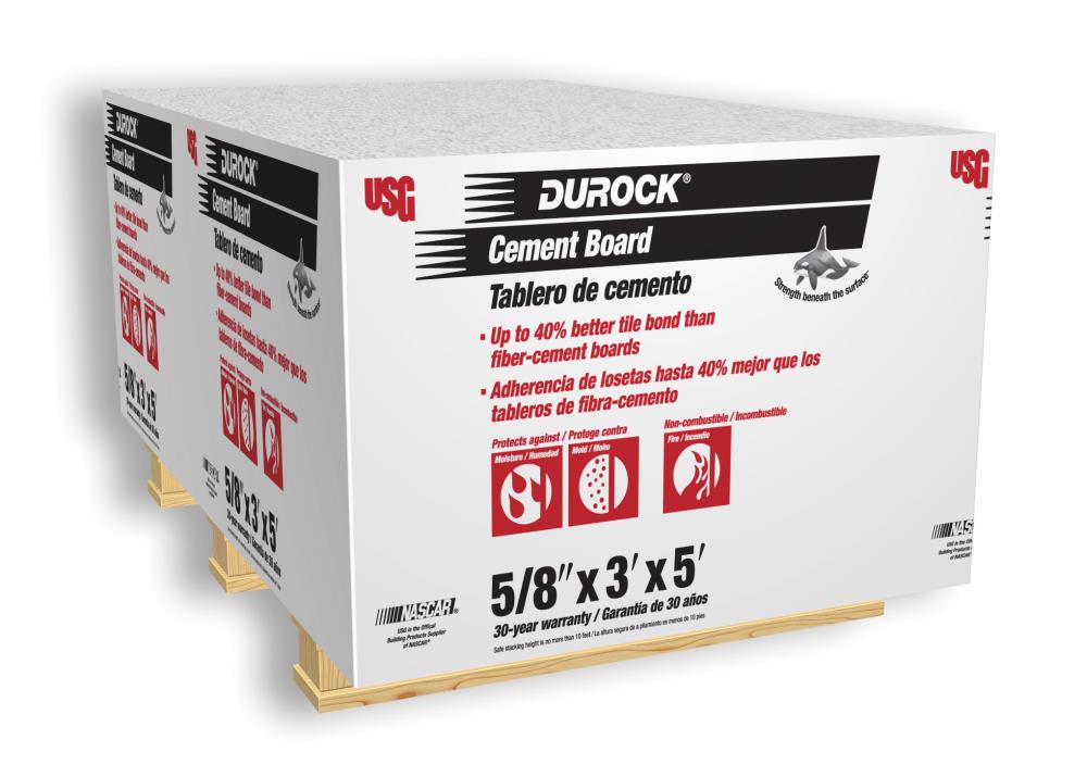 DUROCK Brand 3-ft X 5-ft X 5/8-in Water Resistant Cement Backer Board ...