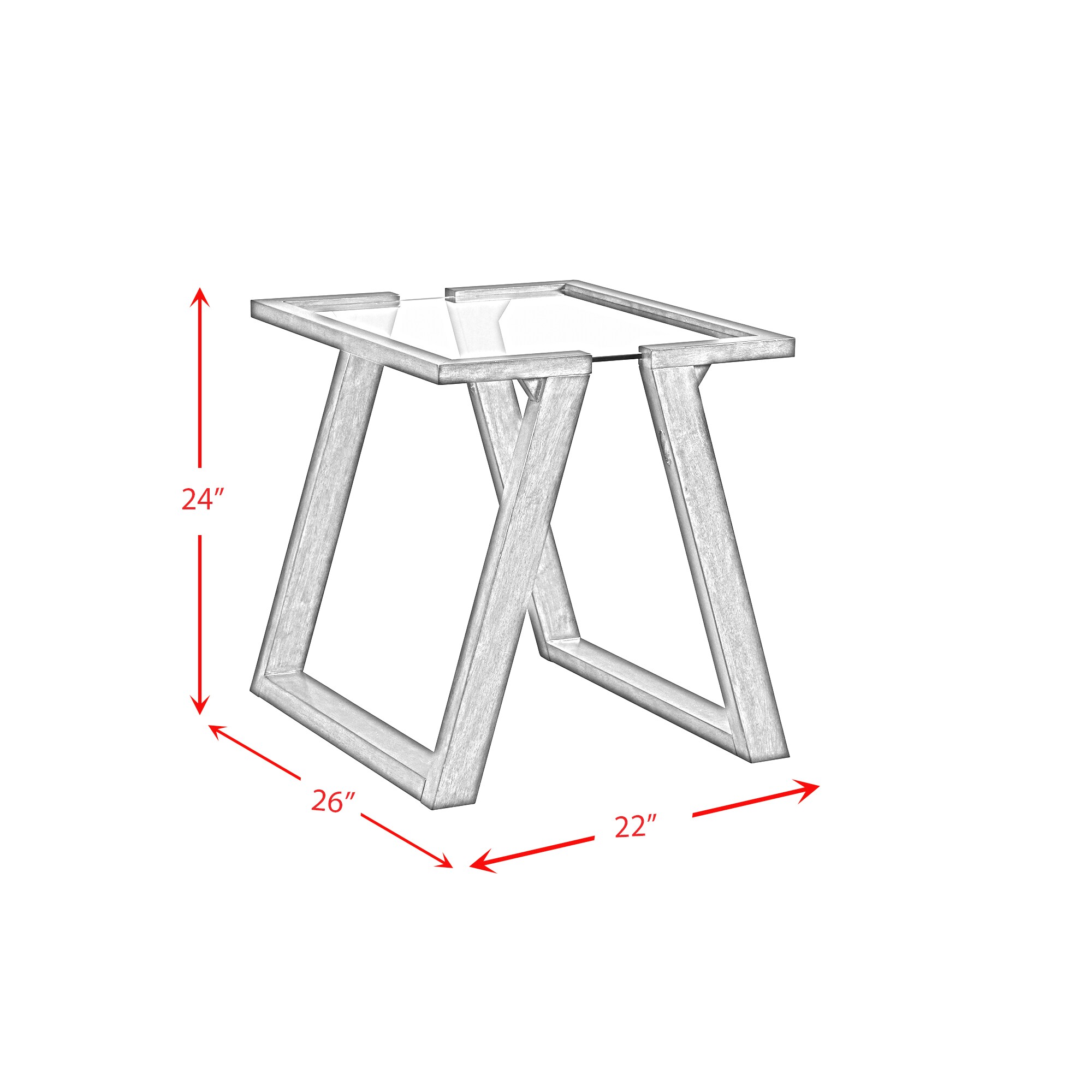 Transitional Dark Espresso Square End Table with Glass Top