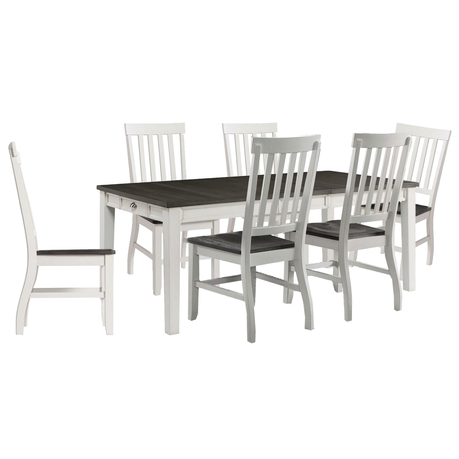Hanover HDR009-7PC-WH White, Dark Contemporary/Modern Dining Room Set with Rectangular Table (Seats 6)