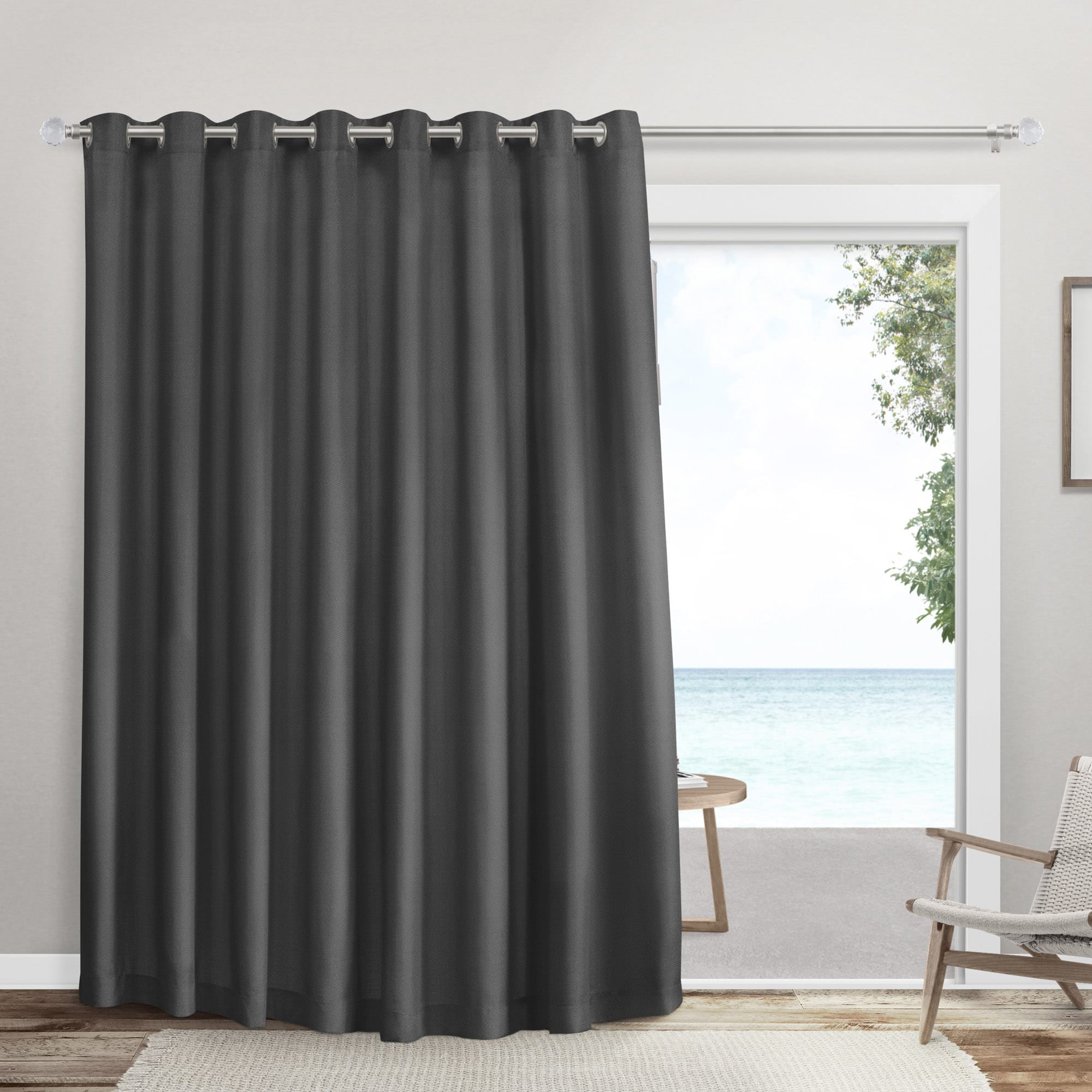 Exclusive Home YA013560DSEHE1 A114 96-Inches Charcoal Room darkening Interlined Grommet Single curtain panel