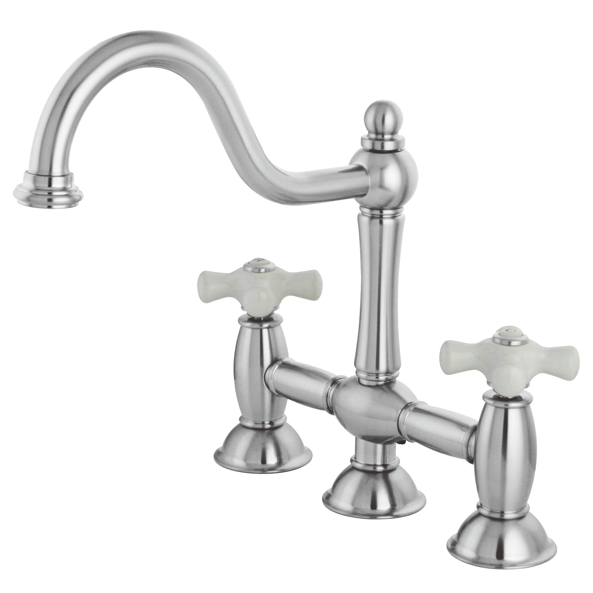 Elements of Design ES3781PX Chicago Chrome Single Handle Deck-mount Handle Residential Bridge Kitchen Faucet