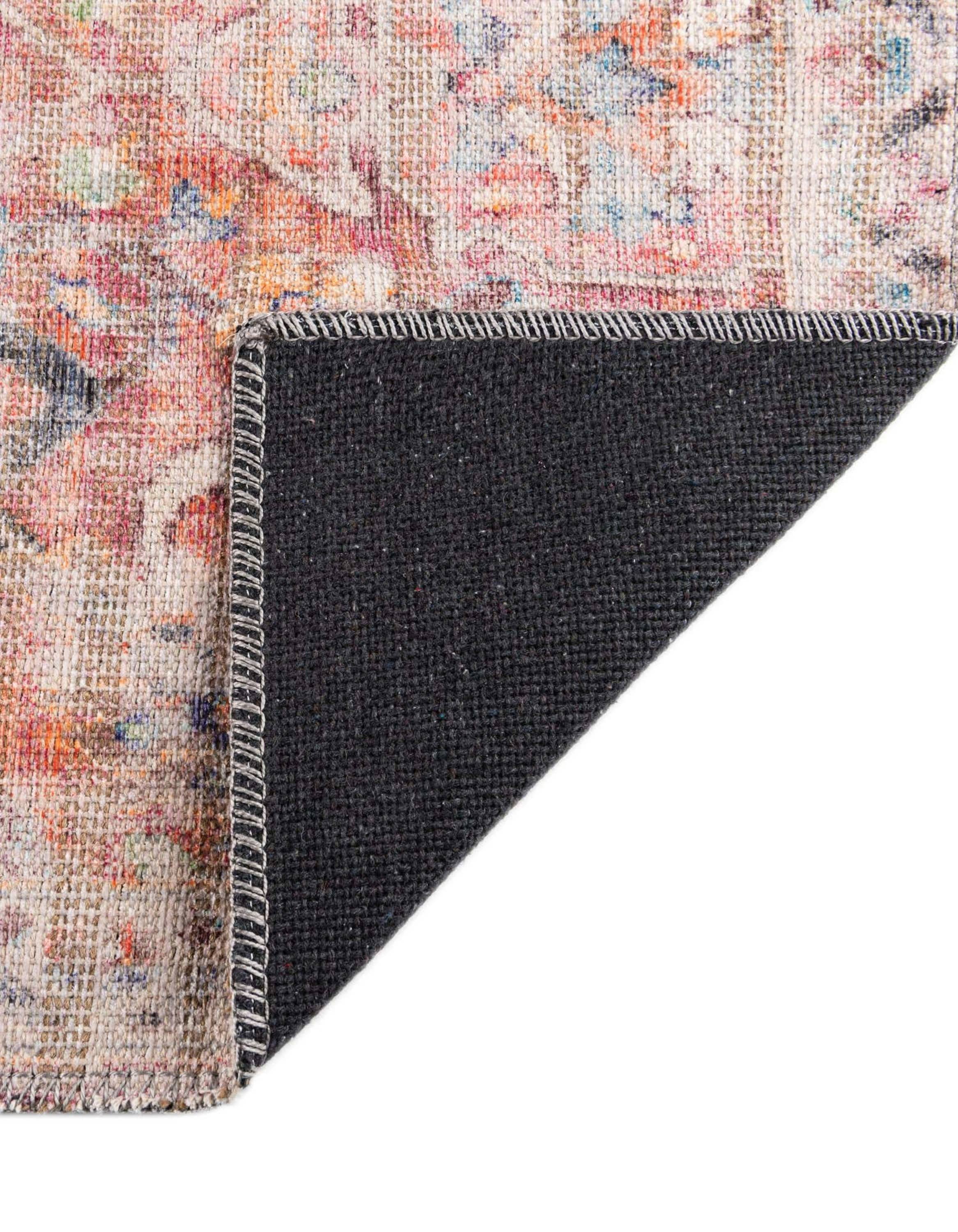 Ivory and Pink Rectangular Washable Flatweave Area Rug 8' x 10'