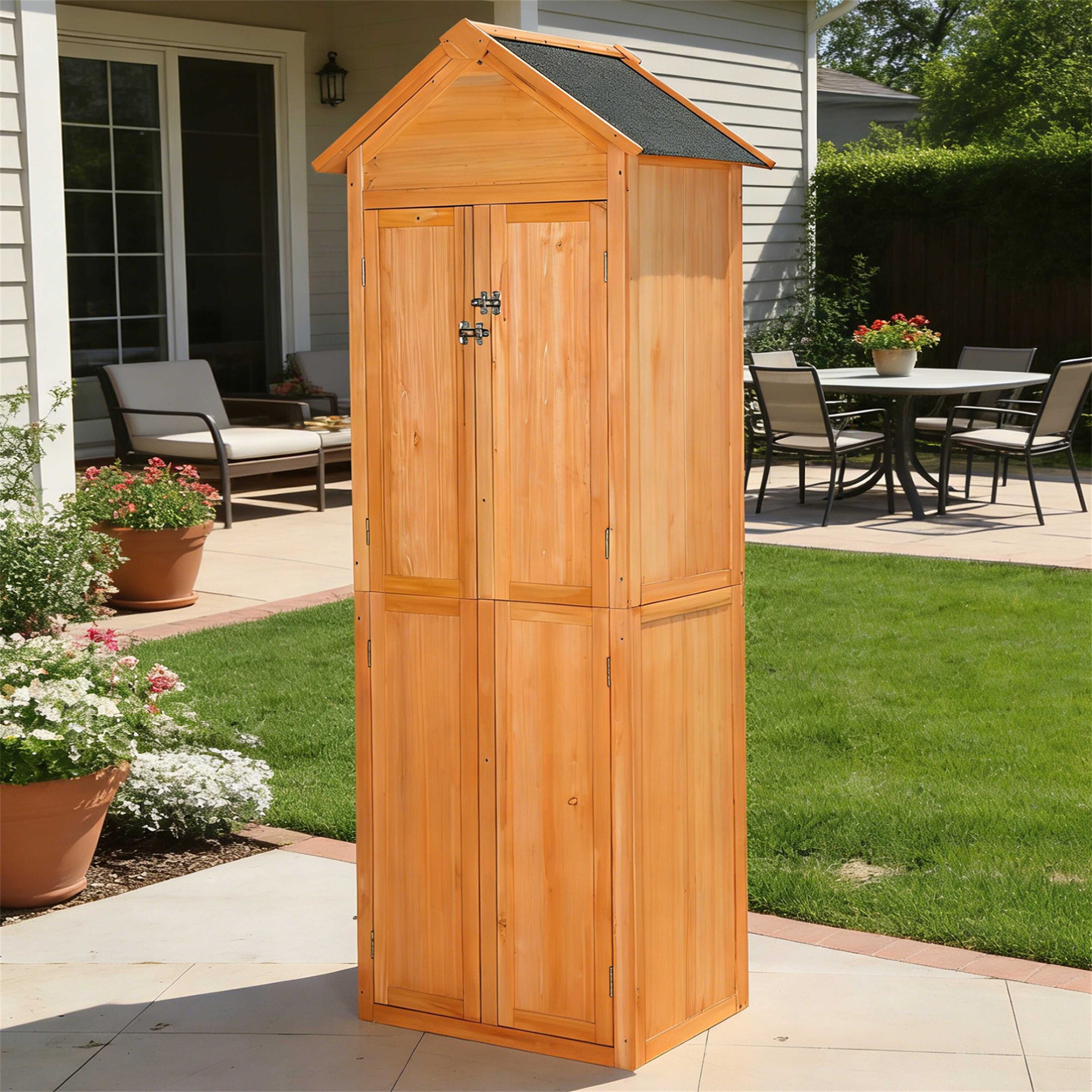 BABOOM Wooden Garden Shed 2.26-ft x 1.96-ft Installed Wood Outdoor Storage Shed (Floor Included)