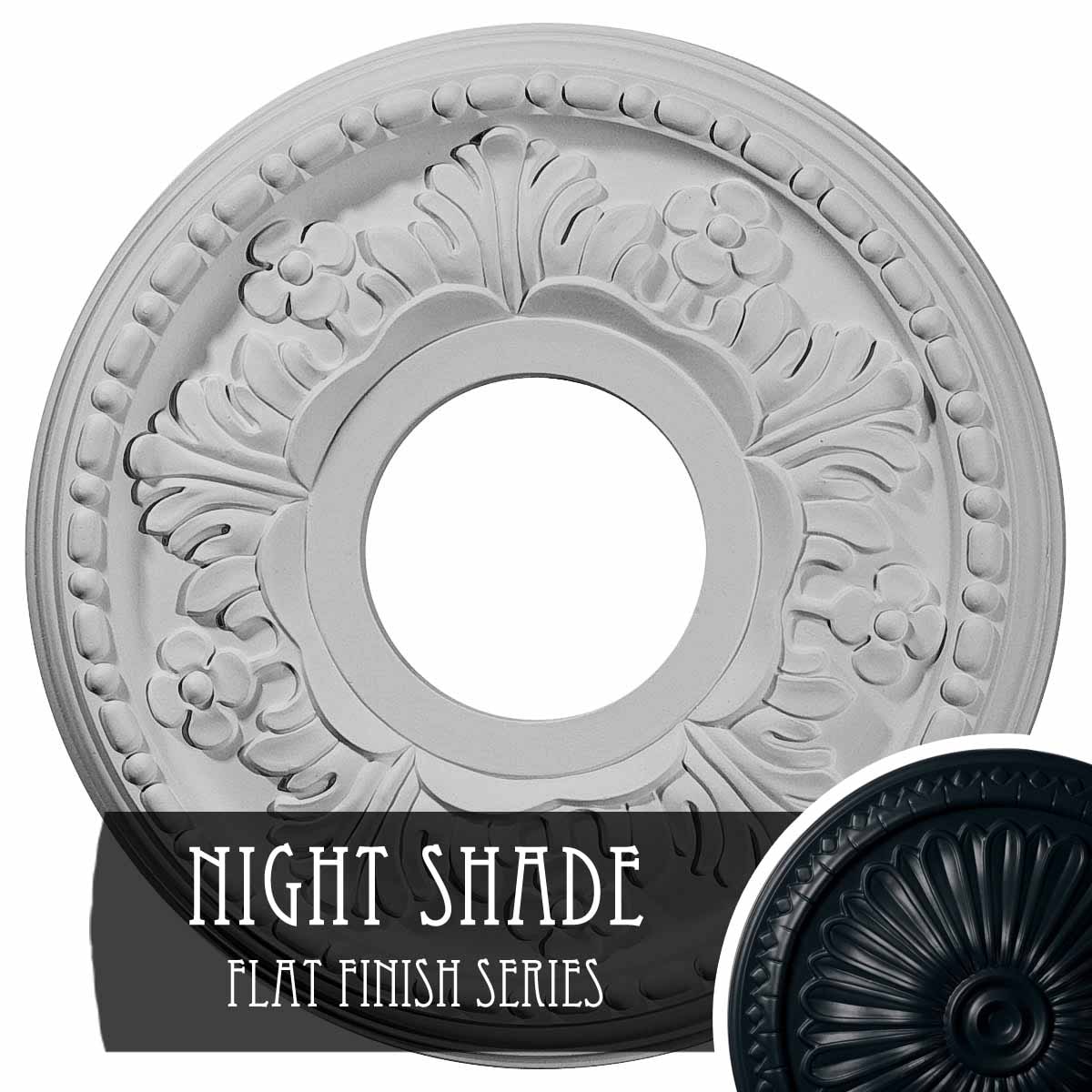 Ekena Millwork CM11HENSF Helene 11.875-Inches W x 11.875-Inches L Painted Night Shade Polyurethane Whole Ceiling Medallion