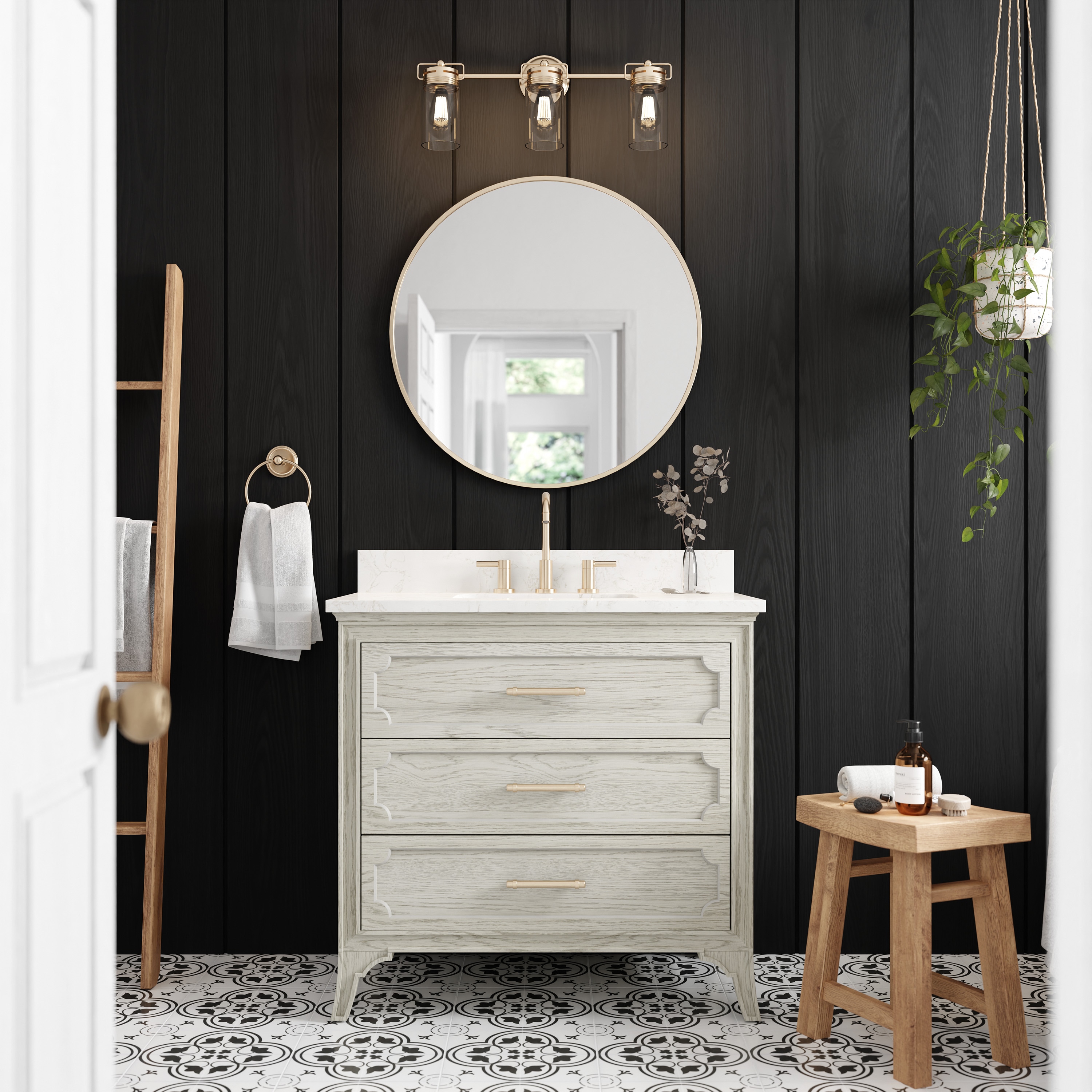 allen + roth Helena 36-in Sandstorm Undermount Single Sink Bathroom Vanity  with Calacatta Engineered Marble Top at | Badetücher