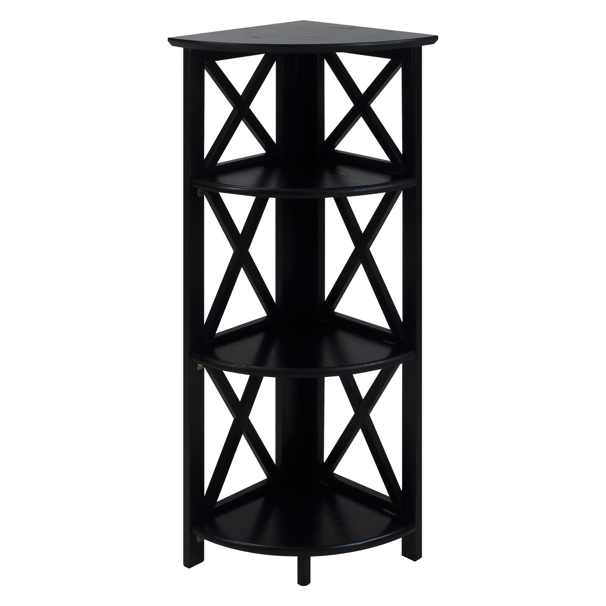 Casual Home 301-12 Montego Black Wood 3 -Shelf Corner Bookcase ( 12.5-Inches W x 38.75-Inches H x 12.5-Inches D ) Stained