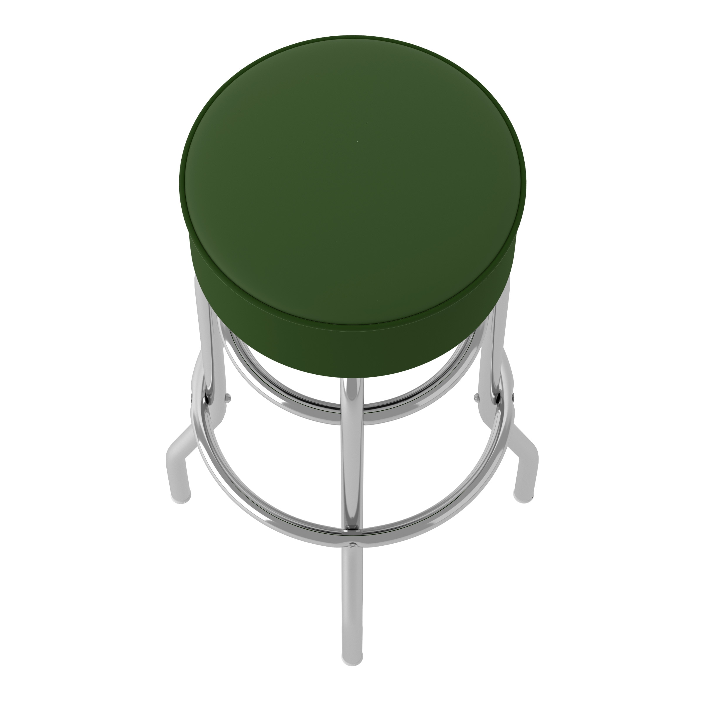 Modern Swivel Black Metal Bar Stool with Green Vinyl Cushion