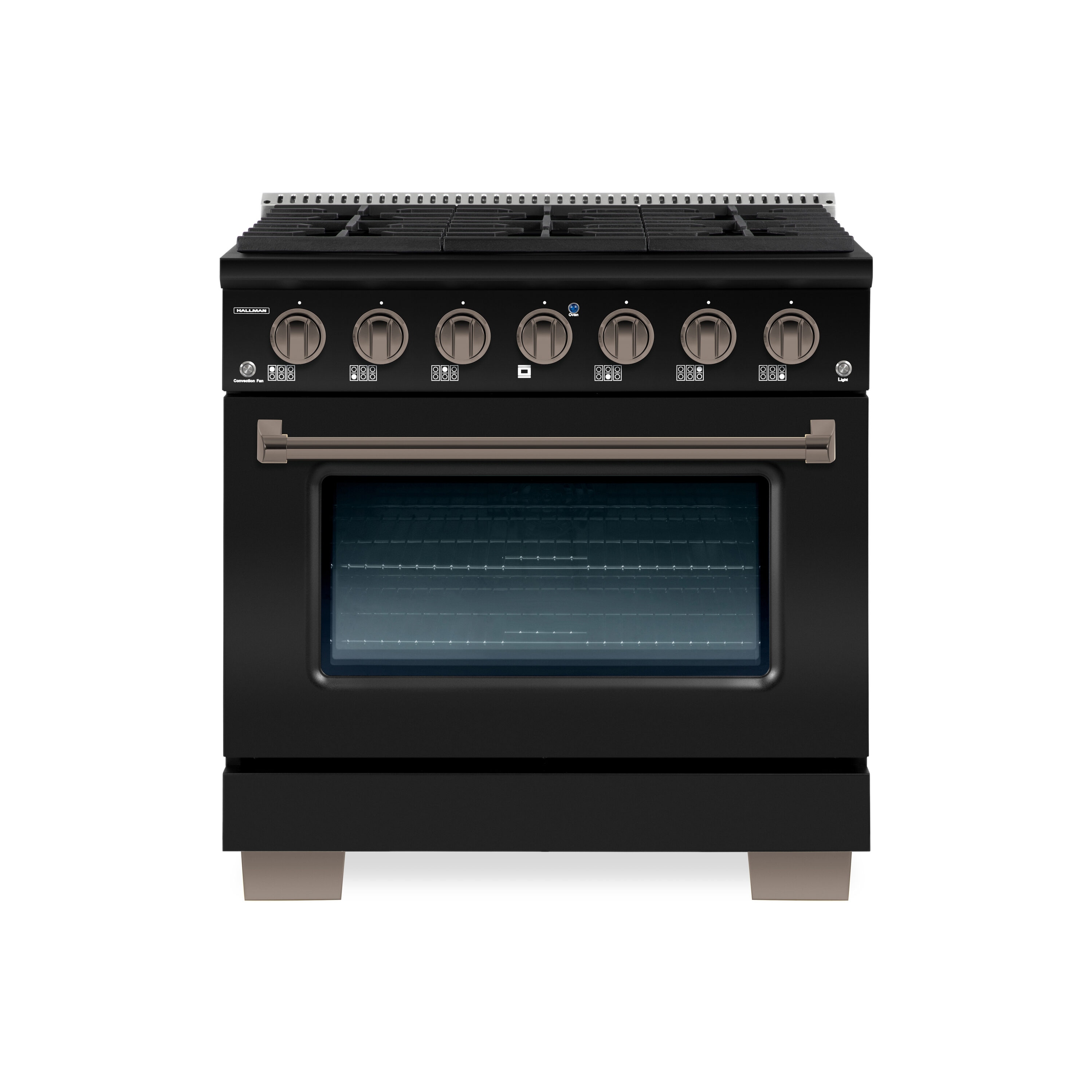 Hallman HBRDF36BZMG 36-in Deep recessed 6 burners Convection Oven Freestanding Dual Fuel Range ( Matte Graphite )