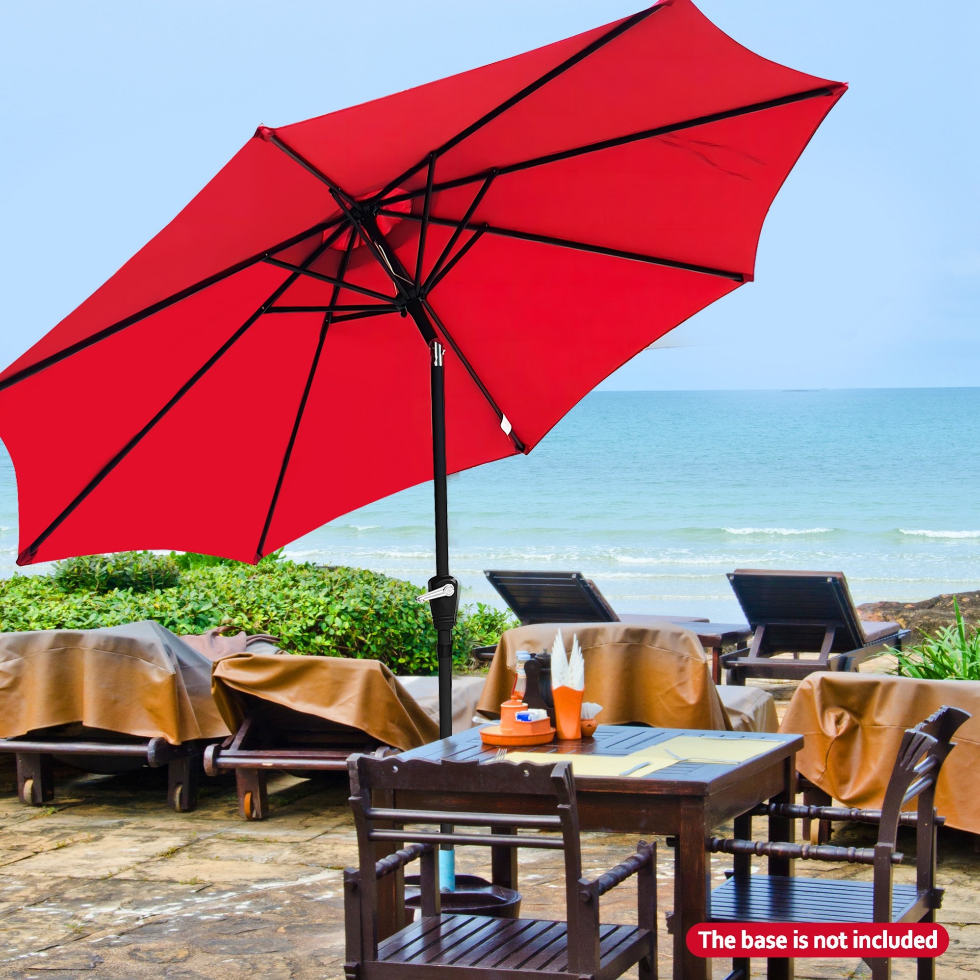 Sunrinx MG11-PU-34 9-ft Aluminum Red Push-button Tilt Market Patio Umbrella