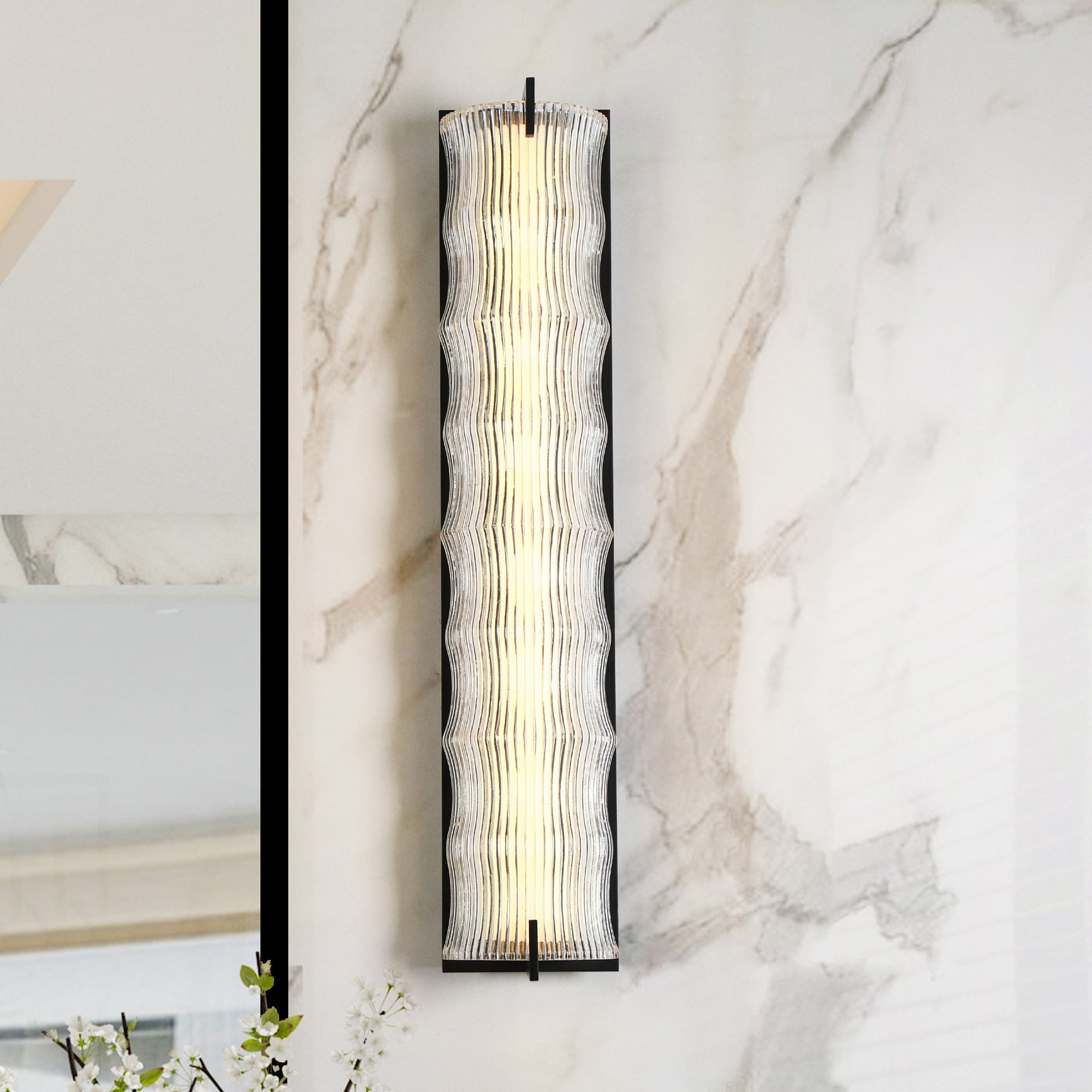 LNC HA05214 Marvinbell 4.7-in W 1 -Light Matte Black Integrated LED Wall Sconce