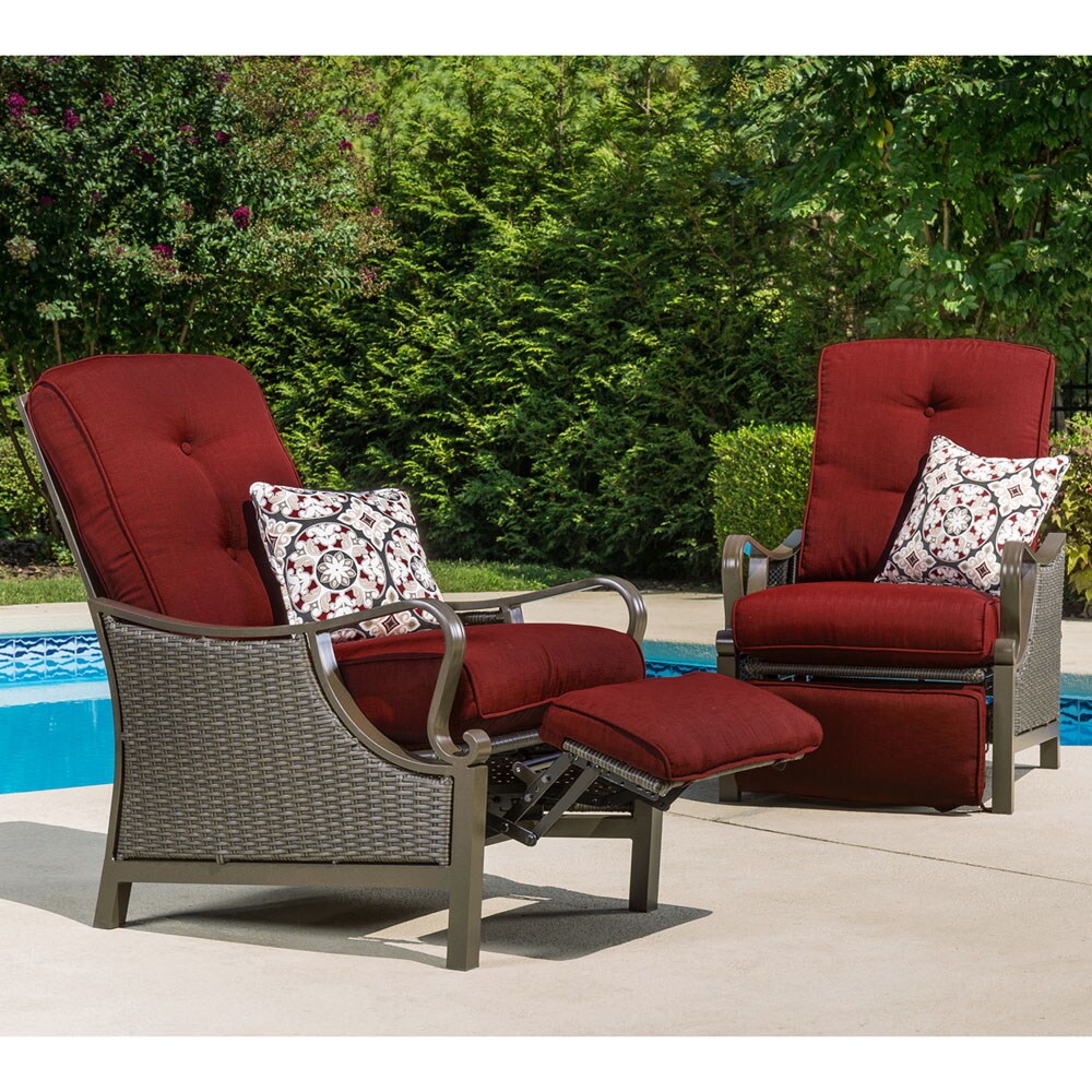 Hanover Ventura Wicker Brown Steel Frame Stationary Recliner Chair with ...