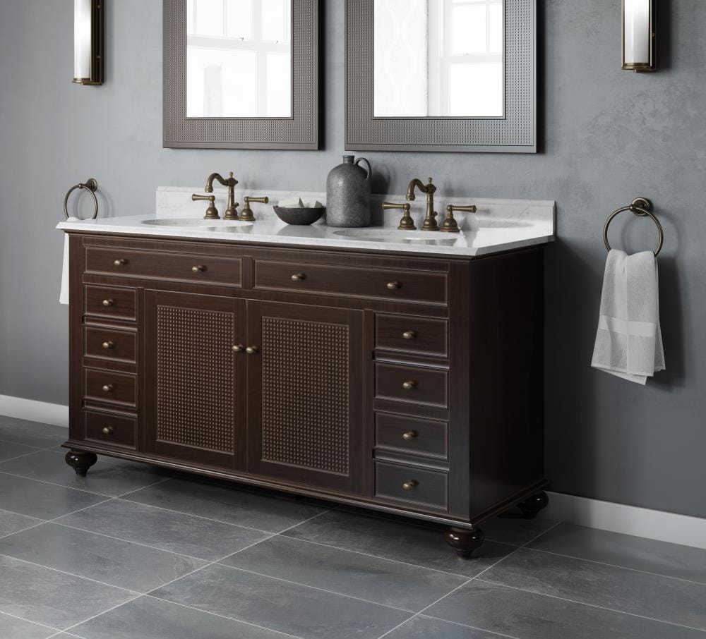 Jacuzzi Barrea 60-in Espresso Undermount Double Sink Bathroom Vanity ...