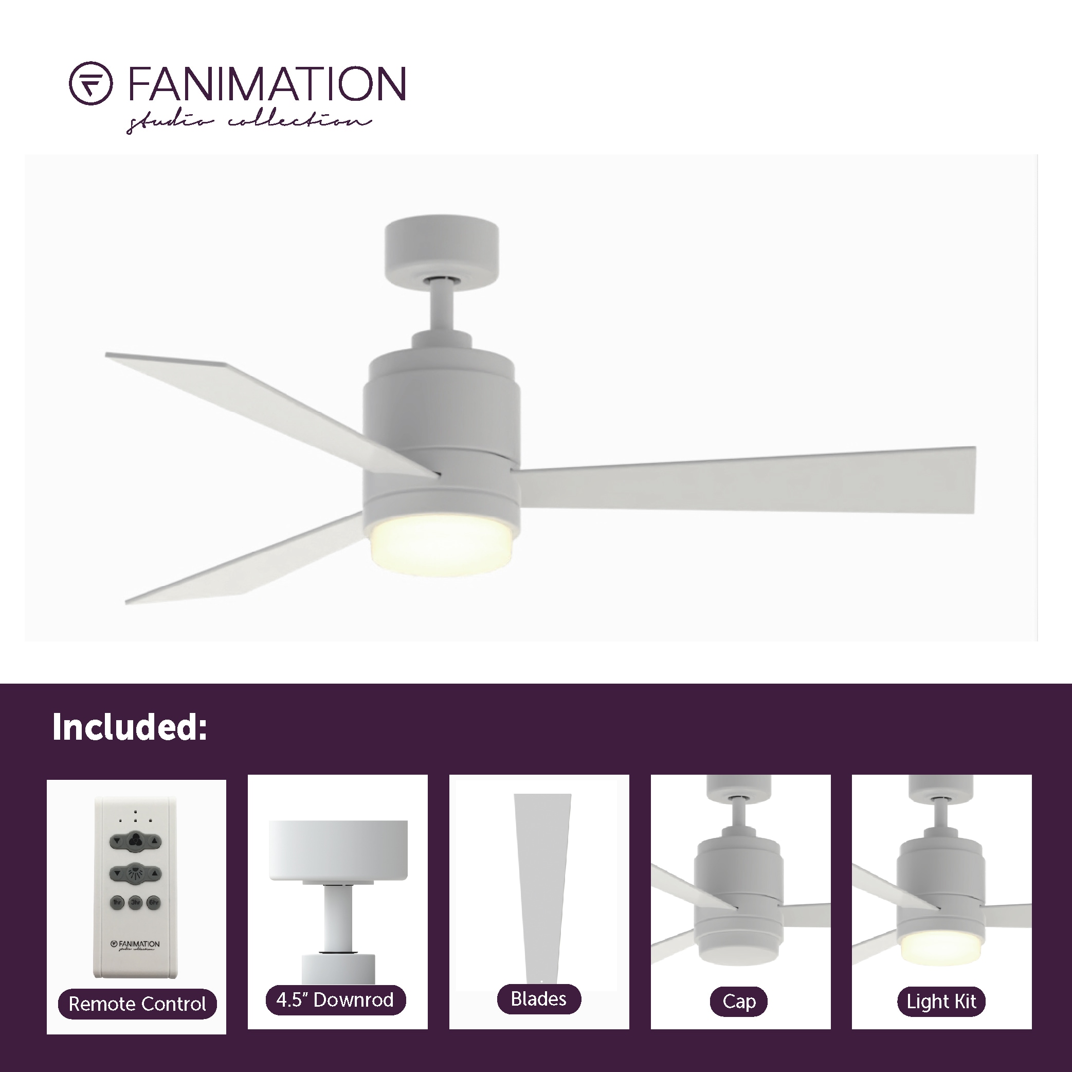 Fanimation Studio Collection LP8277LMW Ceiling-Fans - View #6