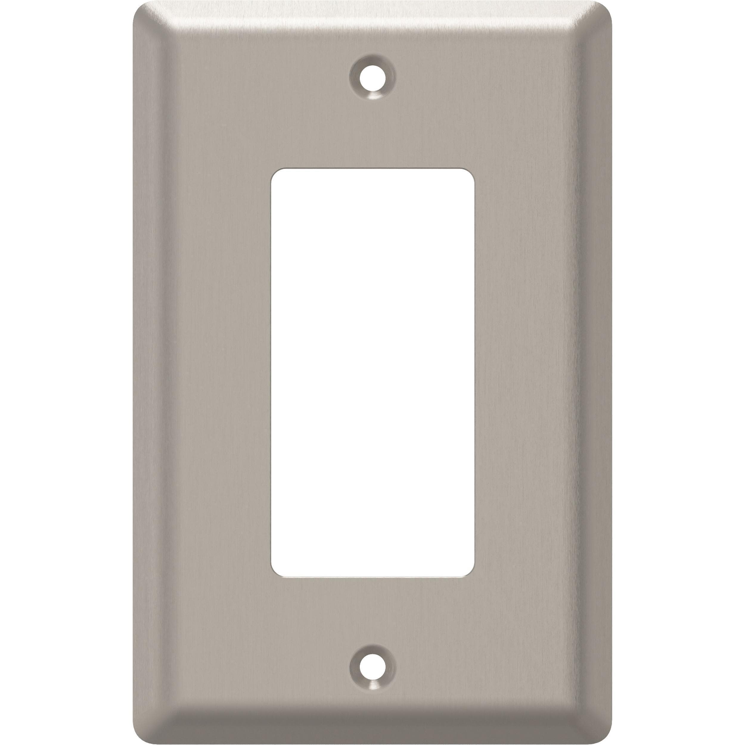 Simple Square 1-Gang Standard Size Satin Nickel Steel Indoor Decorator Wall Plate (4-Pack) | - allen + roth W45065-SN-KT