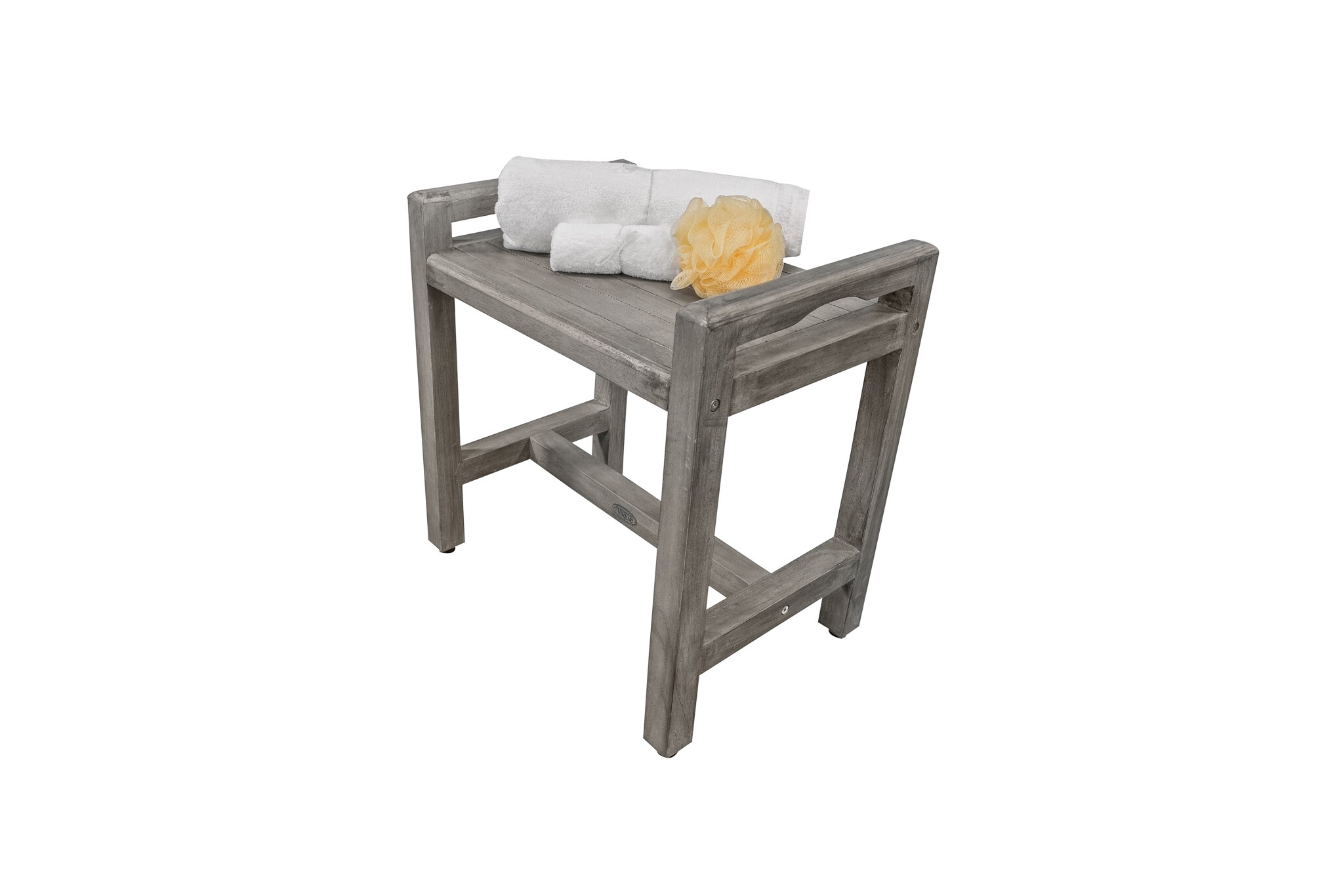 Antique Grey Teak Shower Bench with LiftAide Arms