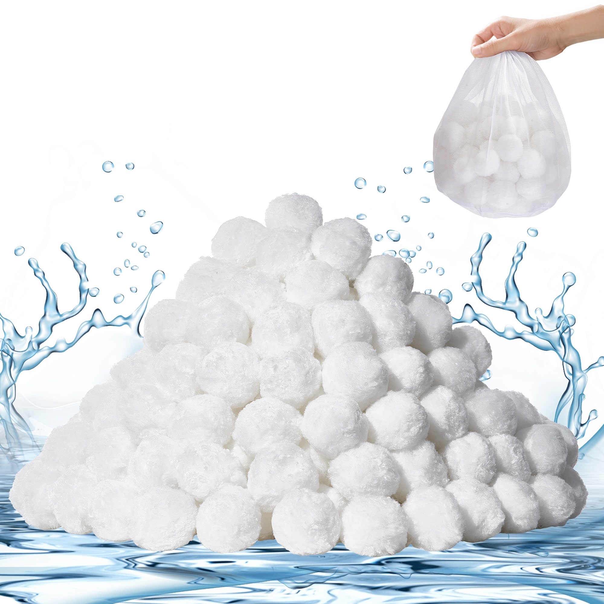 Numhew 3.5lb 1-Pack Polyester Fiber White Filter Balls with Wash Bag Pool Filter Media