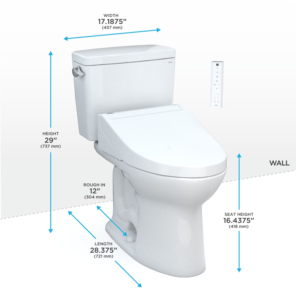 TOTO Drake Cotton Elongated Standard Height 2-piece WaterSense Toilet ...