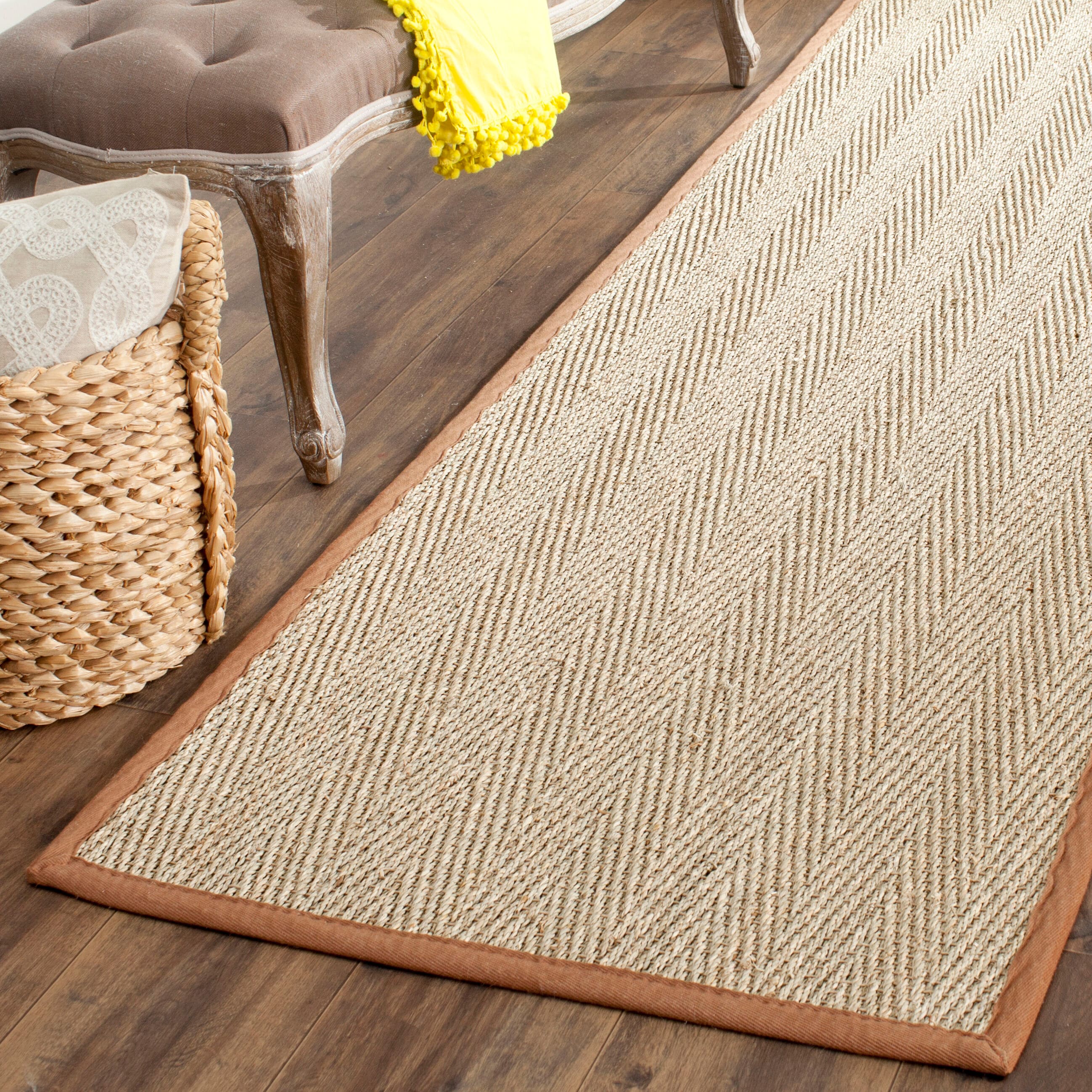 Safavieh - Nf Herringbone Seagrass W/Brown Border 2ft-6in x 16ft Rug