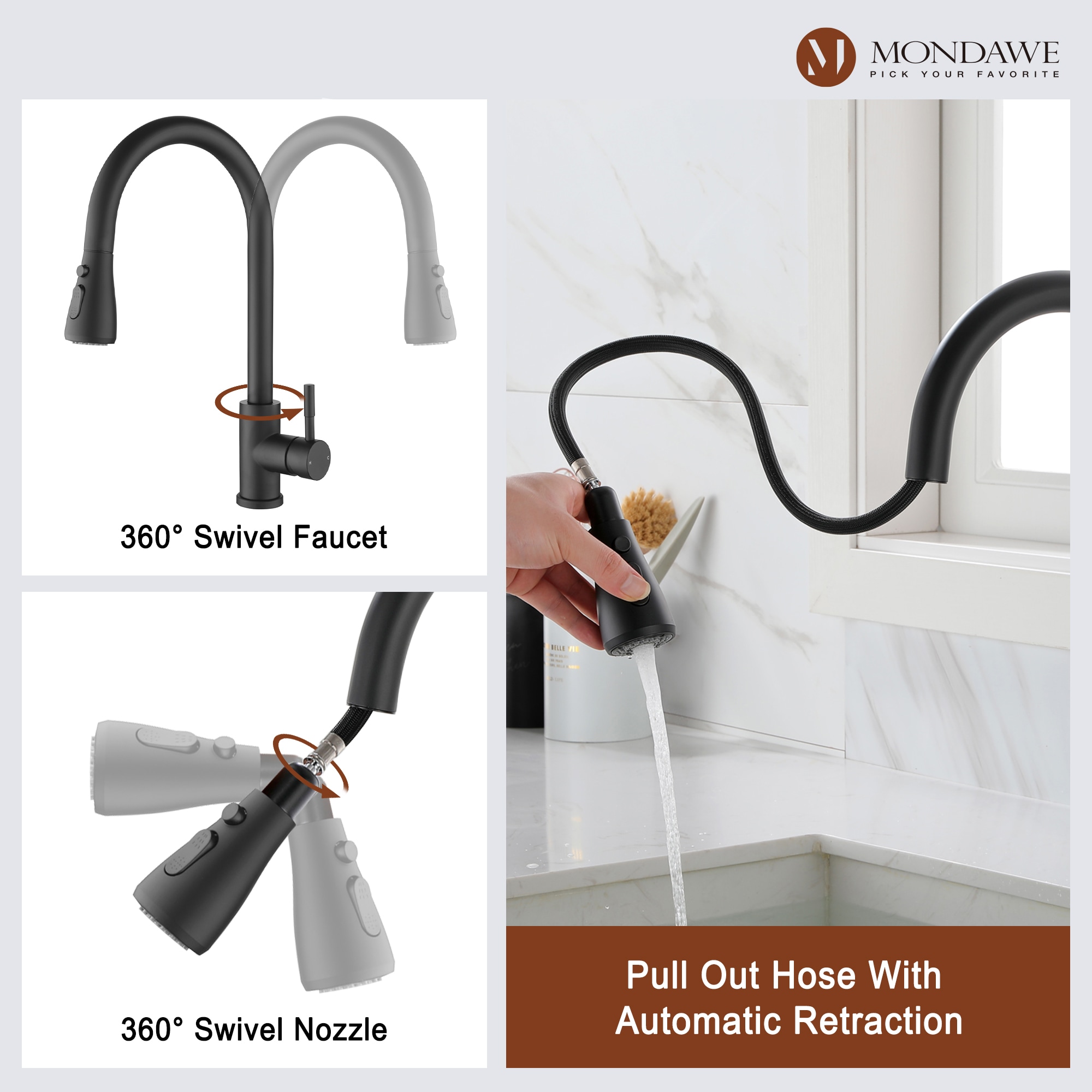 Mondawe OR-4001MB-DG Kitchen-Faucets - View #5