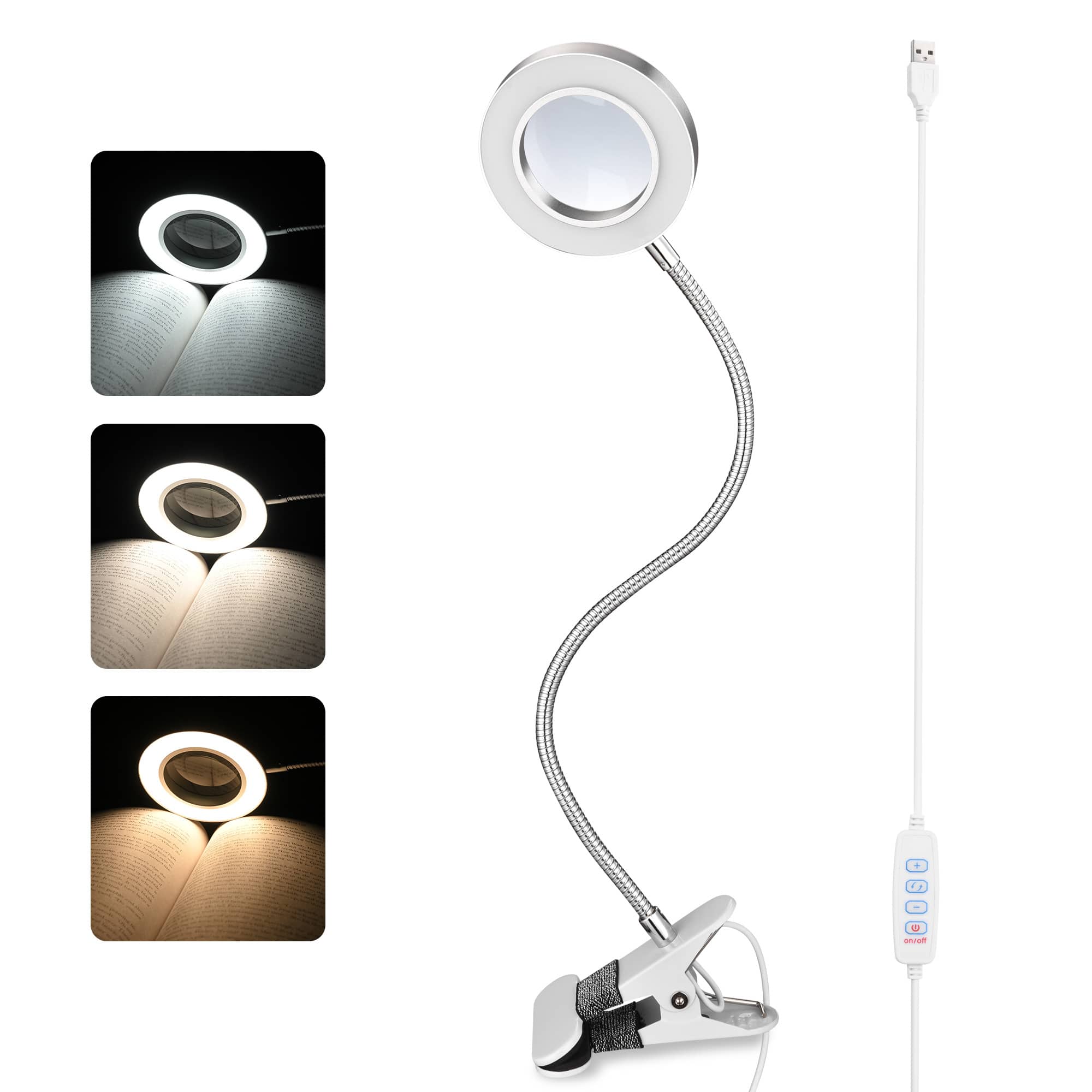 Yescom 12MKM-LED-MFL-07-LO Byootique LED Magnifying Desk Lamp Dimmable 2.5X Glass Lens Magnifier w/ Clamp