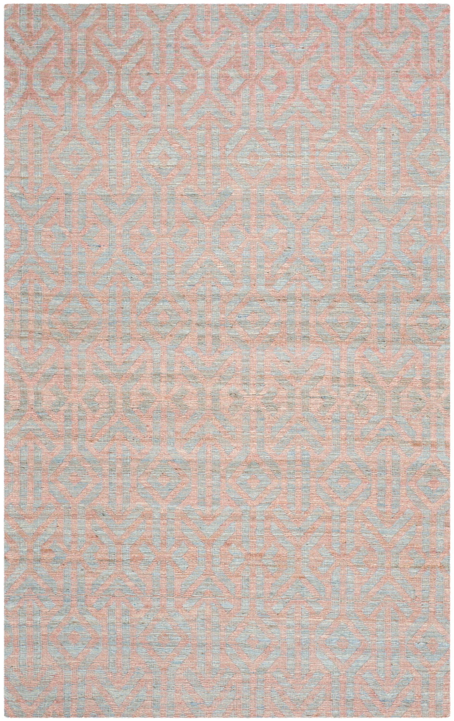 Cape Cod Blue and Rust Hand-Knotted Cotton Area Rug