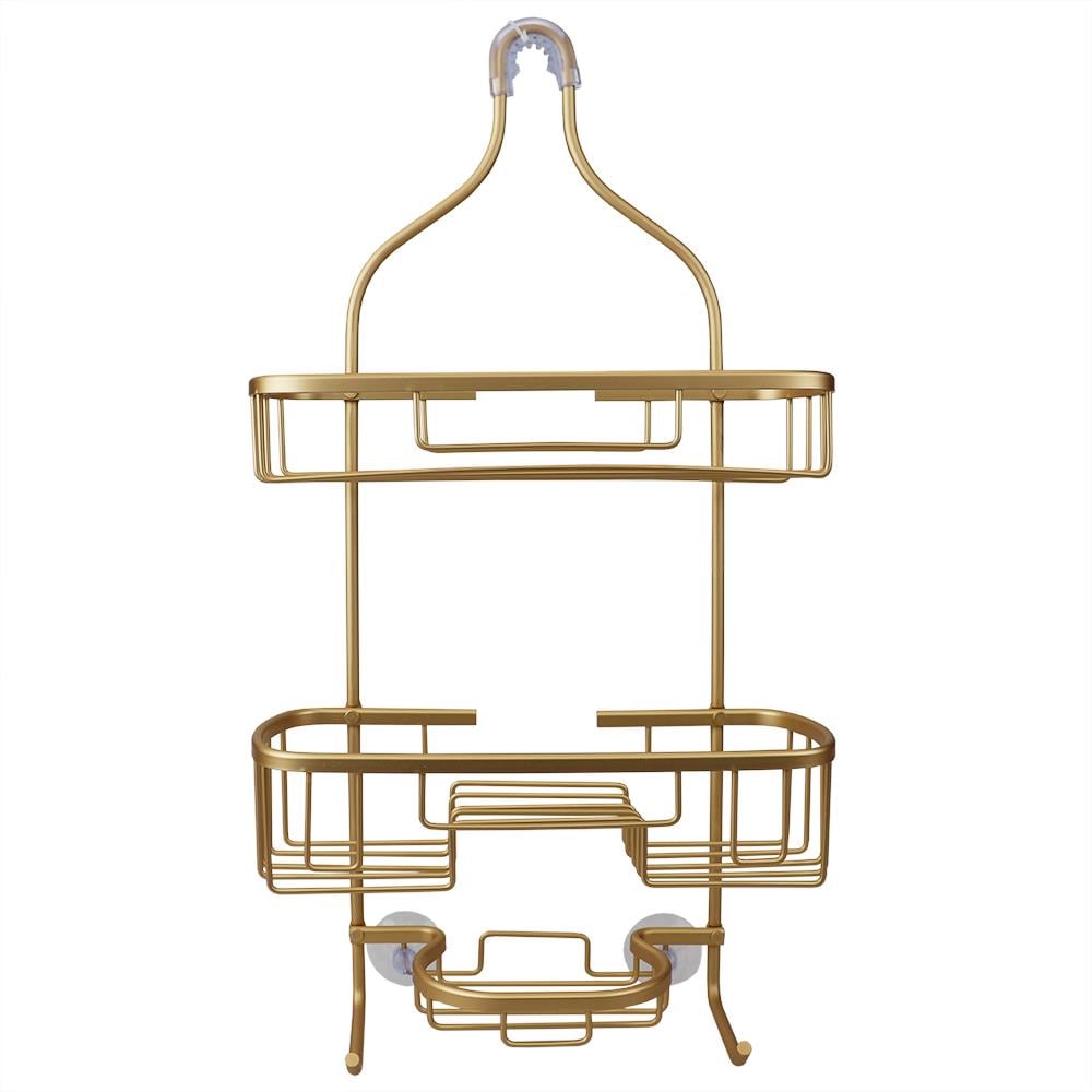 Suction Cup Corner Shower Caddy 2 Tier with Hooks HA-73132BR (BRONZE)